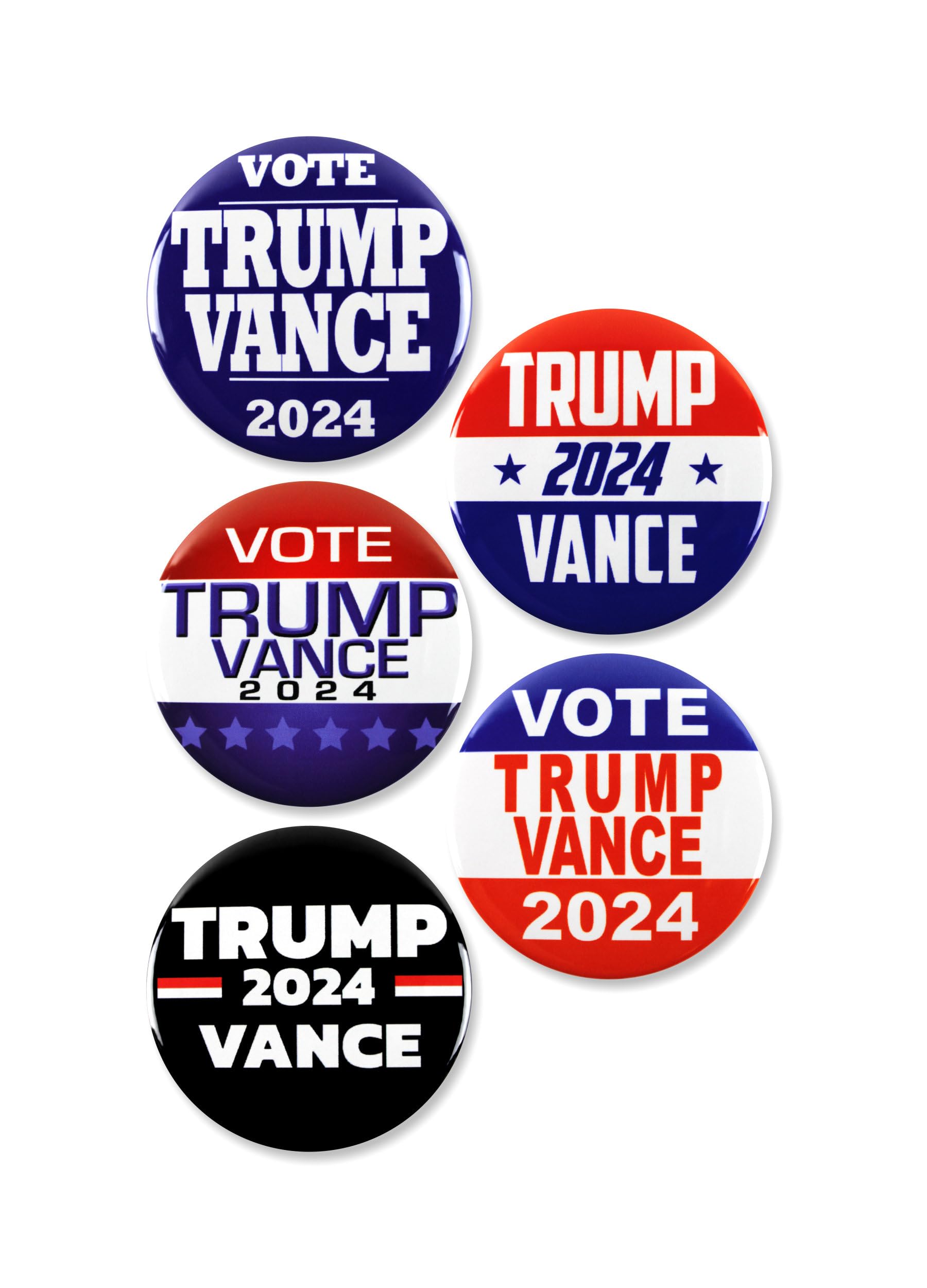 5 Pack - Trump Vance 2024 Presidential Election Political Campaign Pinback Buttons - 2.25 Inch