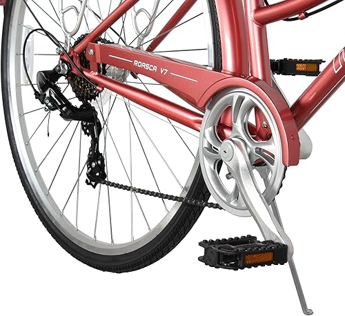 Miniatura 4 de MICARGI Bicicleta híbrida de 2426 pulgadas para adultos, bicicleta híbrida de ciudad de 17 velocidades, marco de acero, bicicleta de viaje para