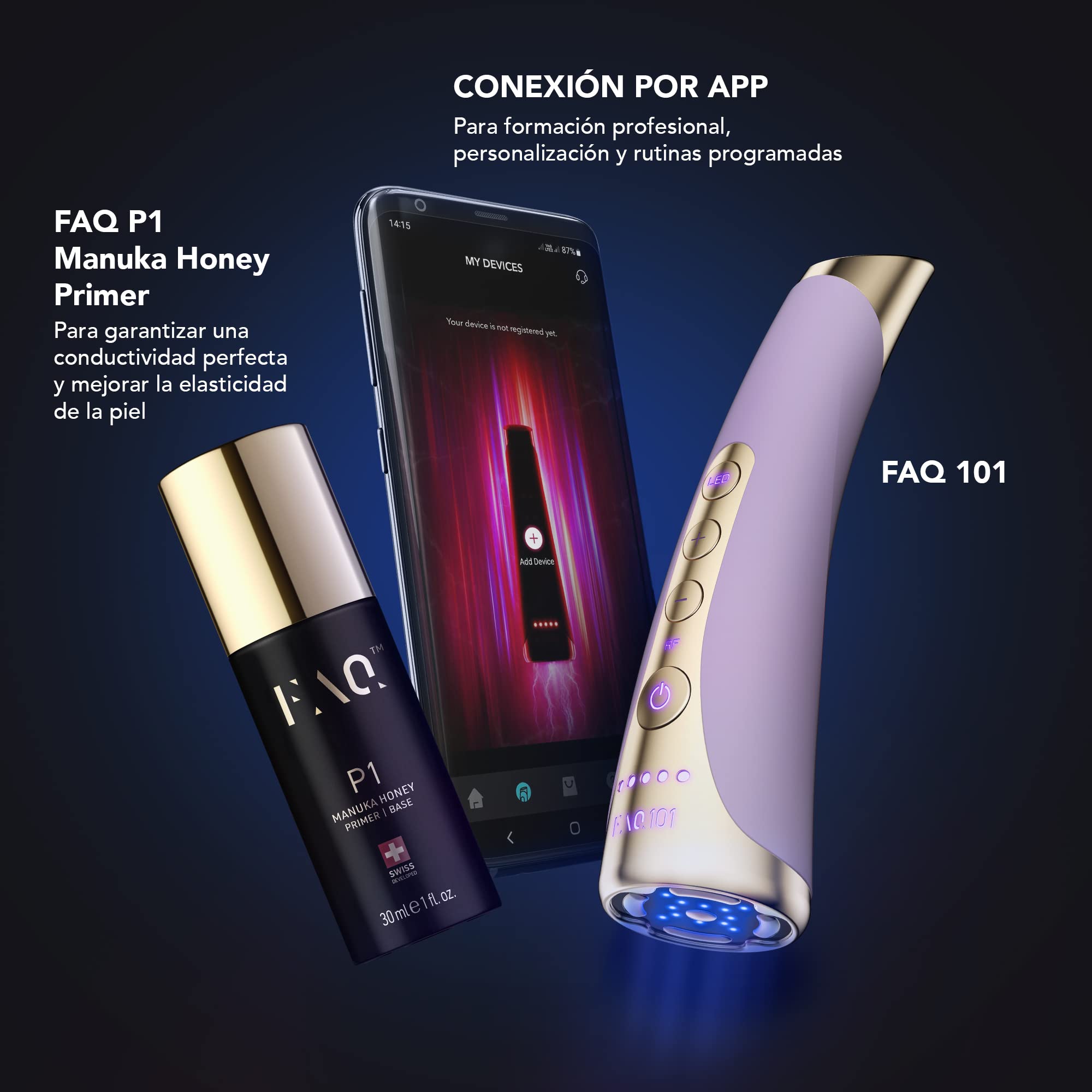 FOREO FAQ 101 Amethyst, Piel reafirmada por radiofrecuencia, Rejuvenecimiento facial RF y fototerapia 3 led, Antiedad, Masajeador facial T-Sonic, Cuidado antiarrugas, App, Terapia de luz roja