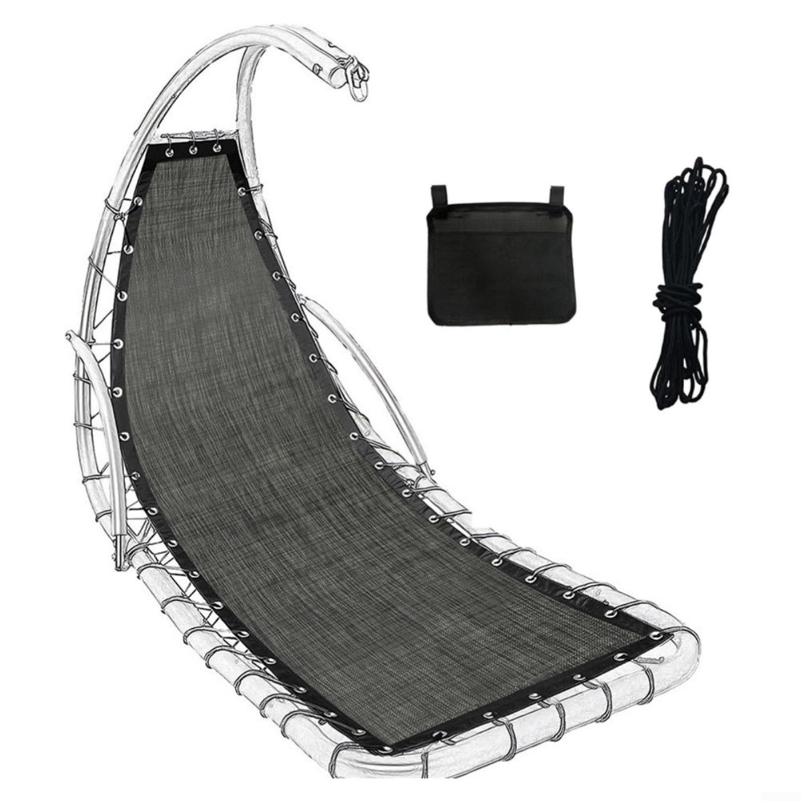 Tela de repuesto para silla de columpio colgante para exteriores, 64 x 197 x 23 cm, tela de larga duración para modelos de textileno, gris negruzco (gris negruzco A)