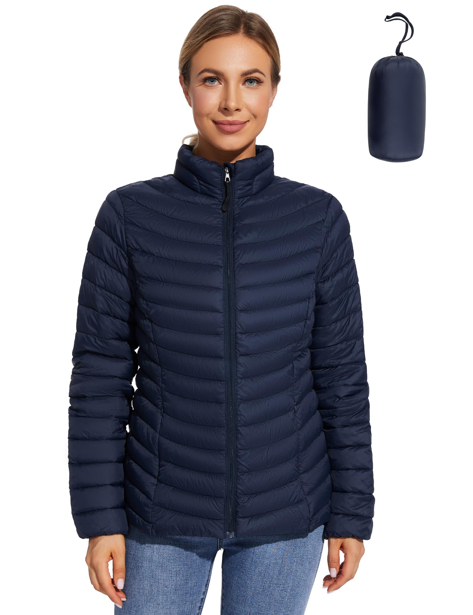 ROYAL MATRIXWomen's Packable Puffer Jacket Lightweight Quilted Puffer Jacket Winter Warm Puffy Jacket with Stand Collar