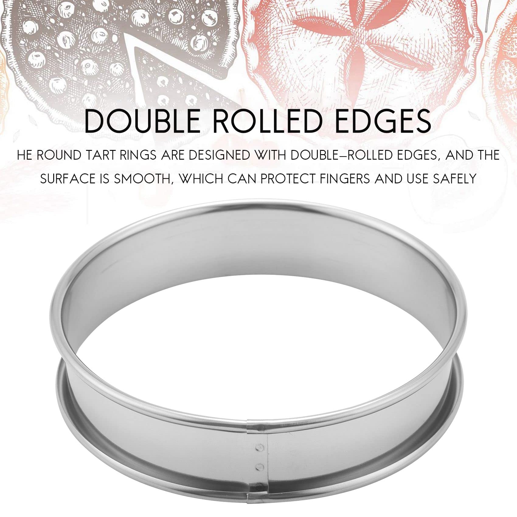 Jdeijfev 8 Pcs 4.1 Inch Muffin Tart Rings Double Tart Ring Stainless Steel Round Ring Mold For Home Cooking Baking Tools