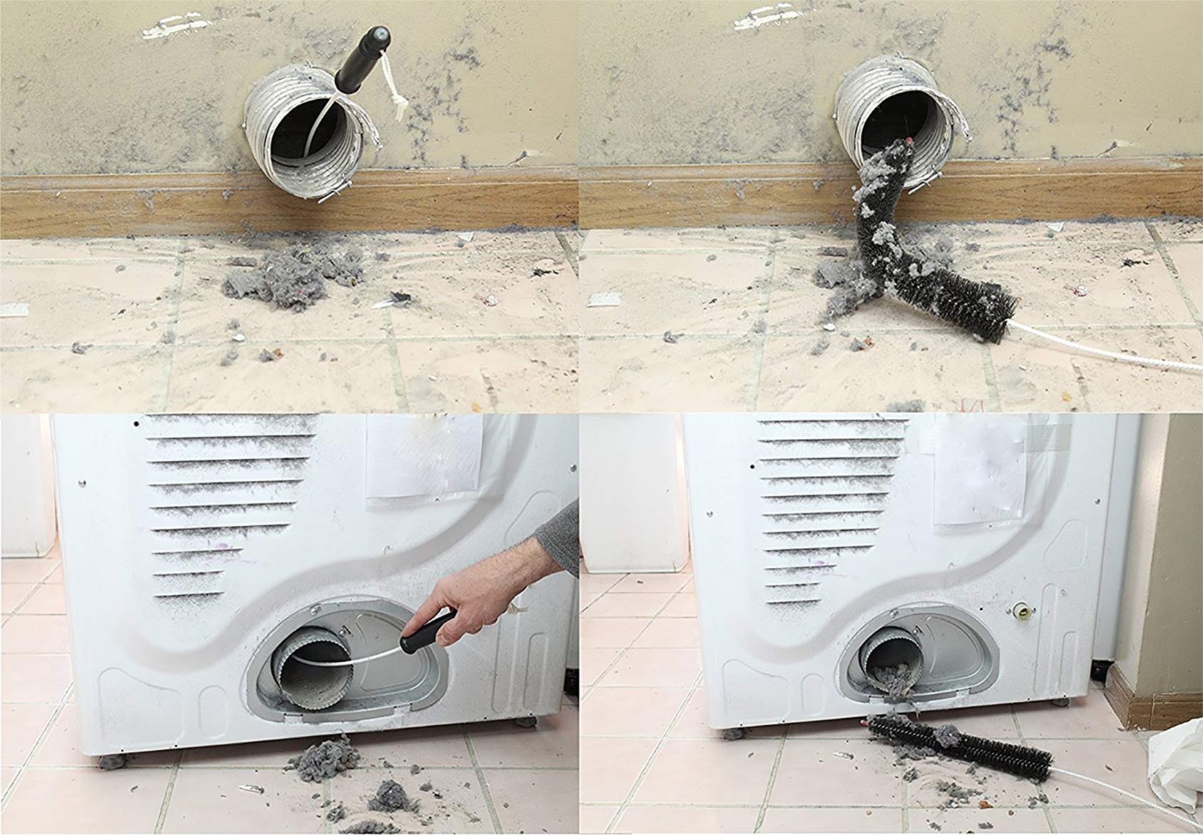 Trockner Lüftungsreiniger Set - Flusenbürste & Staubsaugerschlauch Aufsatz