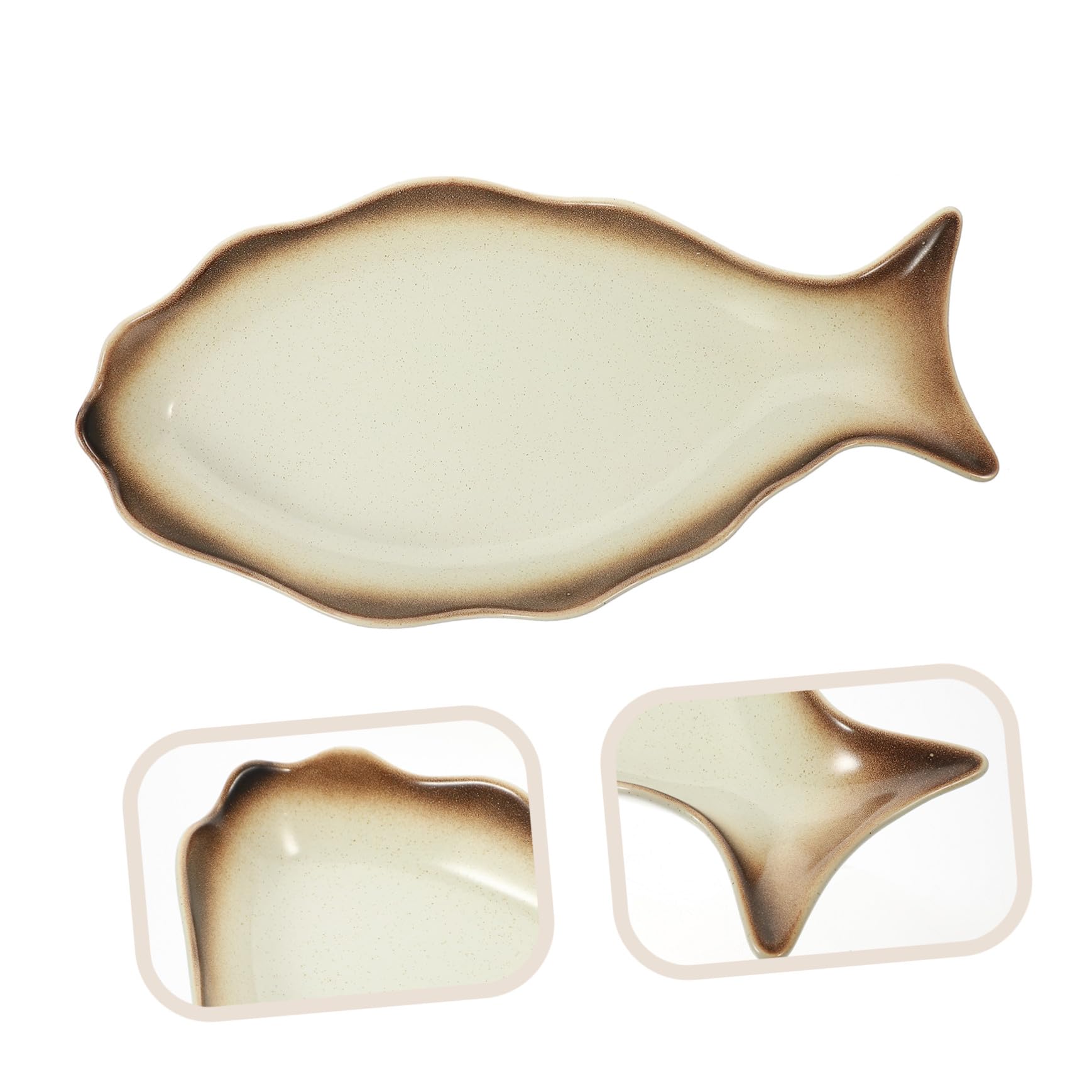 Artibetter Plato de Pescado al Vapor de Cerámica Estilo Japonés Plato de Comida de Cerámica Hogar para Cocinar Pescado al Vapor