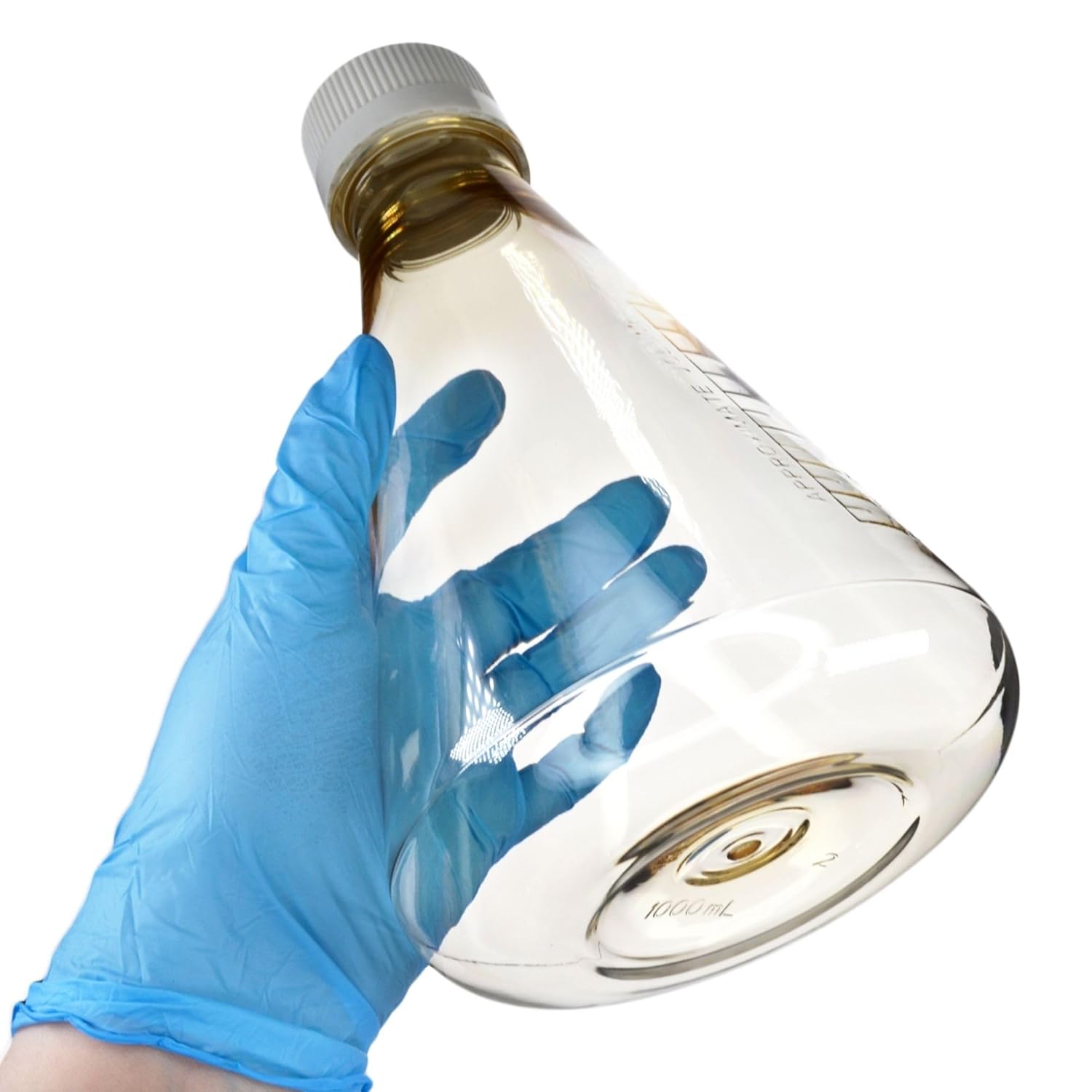 Eisco - Pack of 6, 1L Sterile Polycarbonate Erlenmeyer Flasks, Vented, Flat Bottom, Gamma Sterilized, USP Class VI, Lab-Grade, Chemical Storage, Cell Culture, Mixing