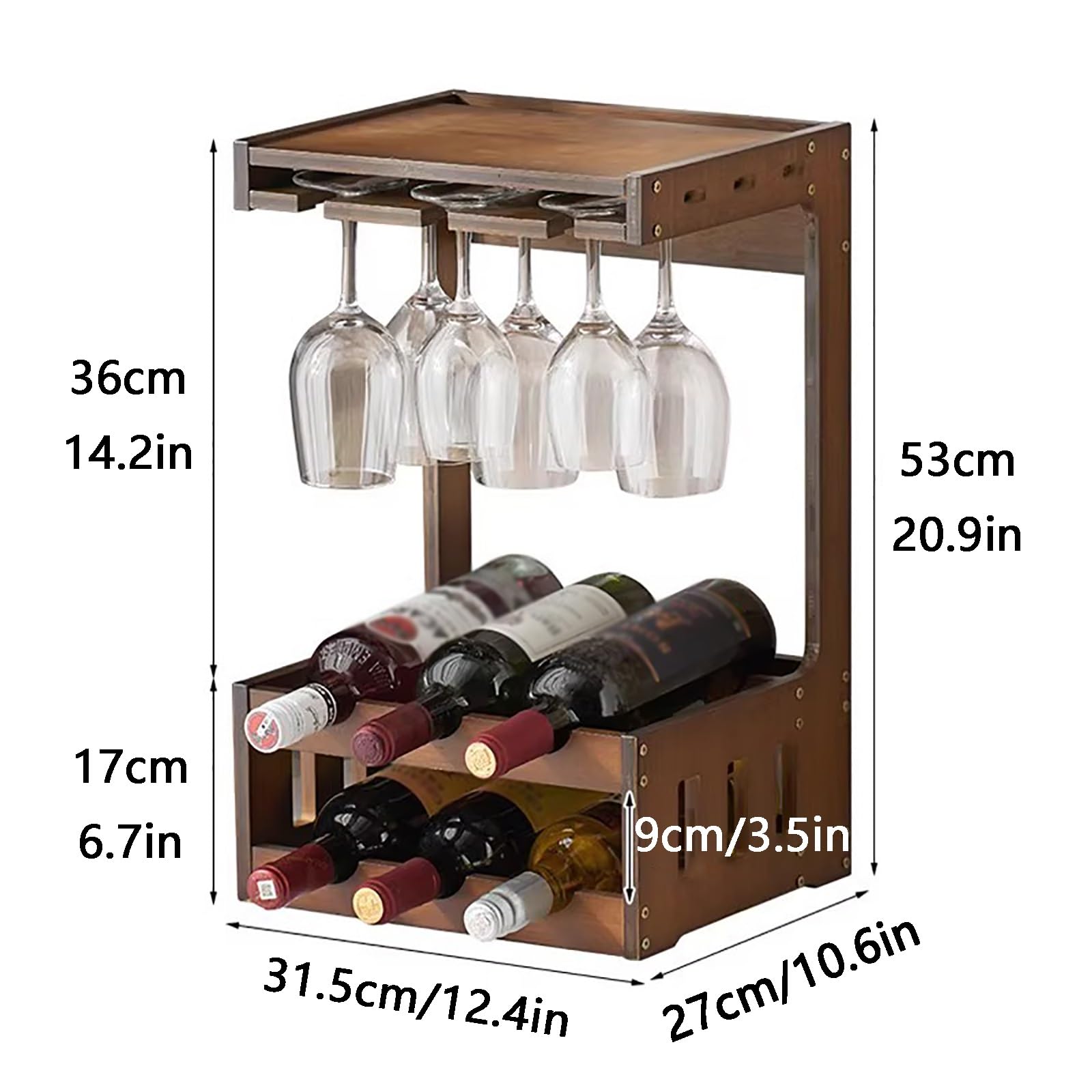 Porte-bouteilles mural en bois robuste de style pastoral, facile à installer, décoration d'intérieur pour cuisine, bar, salle à manger – Solution de stockage de vin rustique