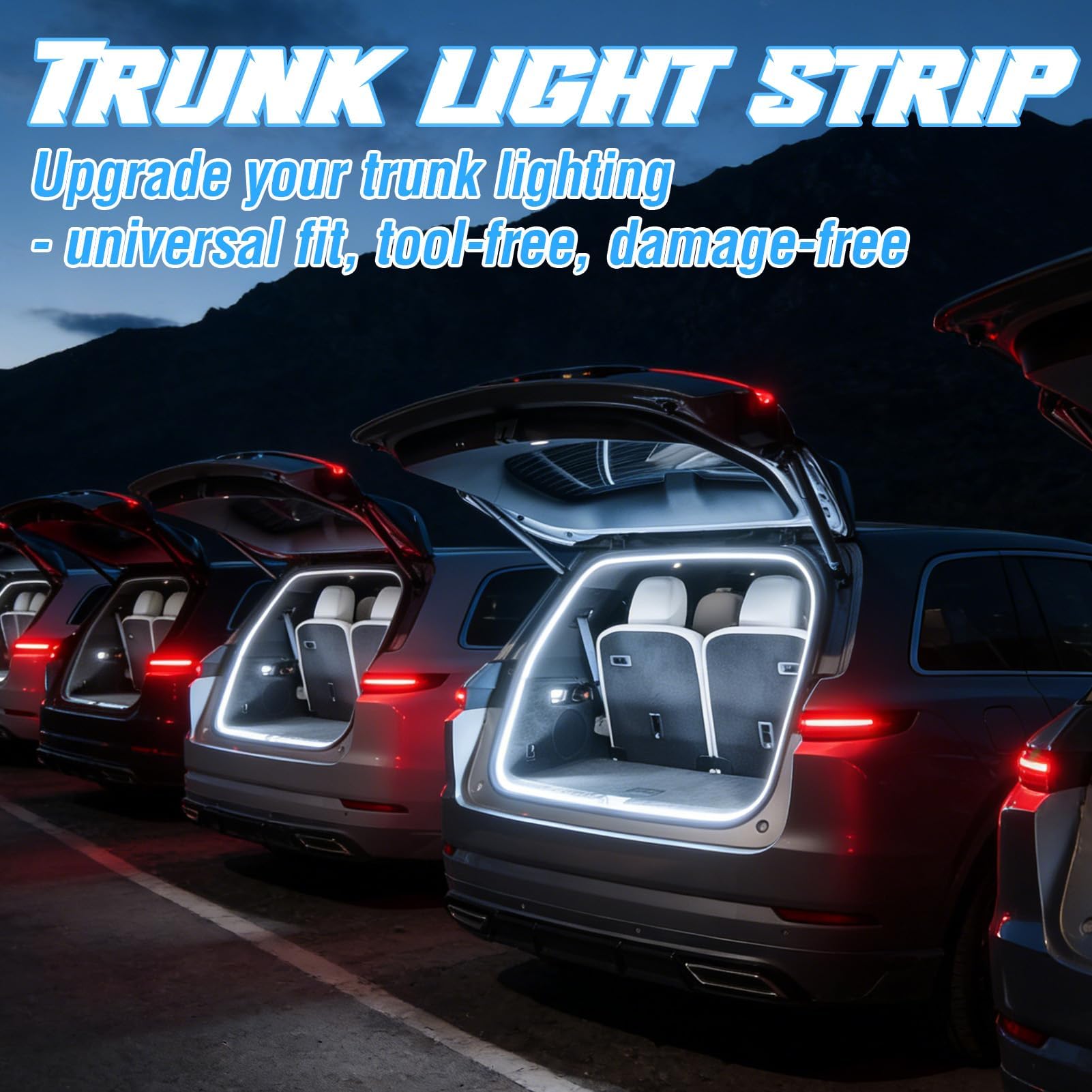 TaimeiMao LED Dinámica para Maletero de Coche,Luz Maletero Coche,Cinturón de Luz LED del Maletero,Activación Automática del Sensor de Inducción,LED Strip Lights for Car Trunk Cargo,Blanco,4M