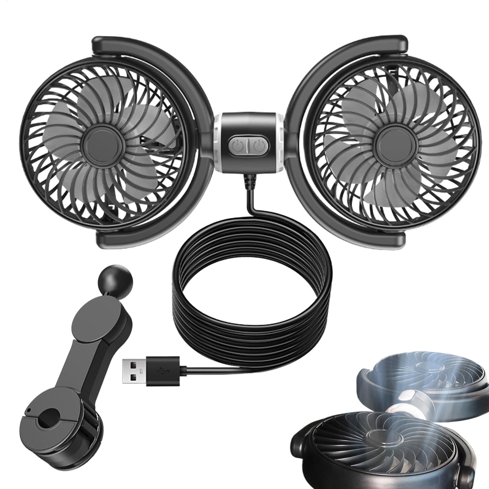 Ventilateur de siège arrière de voiture – 3 vitesses – Refroidisseur à double tête pour appuie-tête arrière – Rotation à 270 degrés – Ventilateur de siège pour, passagers confort