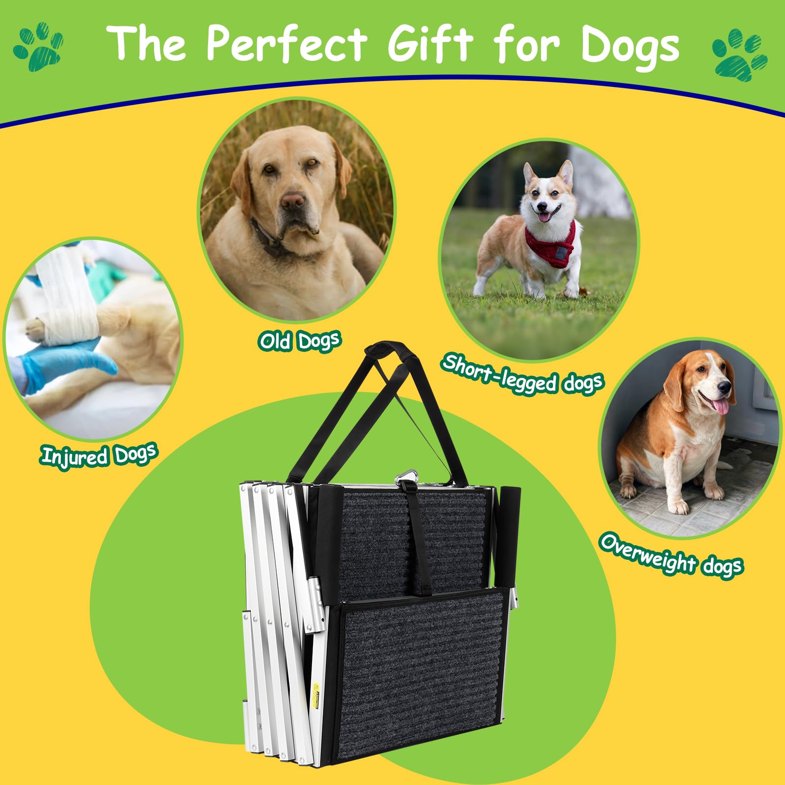 Escaleras para perros con barandilla para perros grandes, escalón extra ancho de 20 pulgadas, superficie antideslizante de 4 escalones de 34 pulgadas, soporta hasta 230 libras, diseñada para SUV de