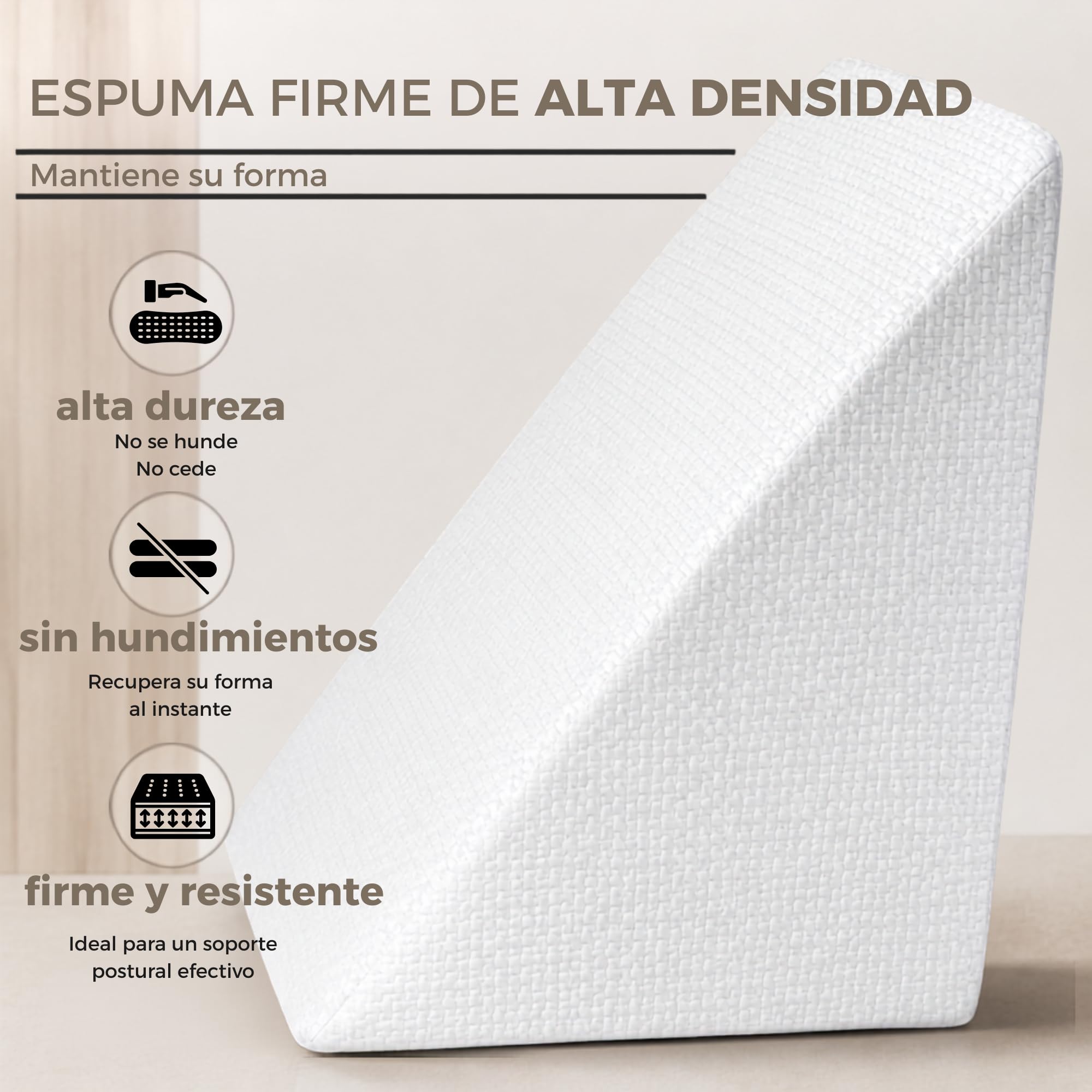 Almohada cuña antireflujo Adulto 30×40×48 cm, cojín Triangular ortopédico para Dormir Elevado, Mejorar la Postura, elevar colchón y piernas, Pillow for Sleeping, Almohadas de Lectura