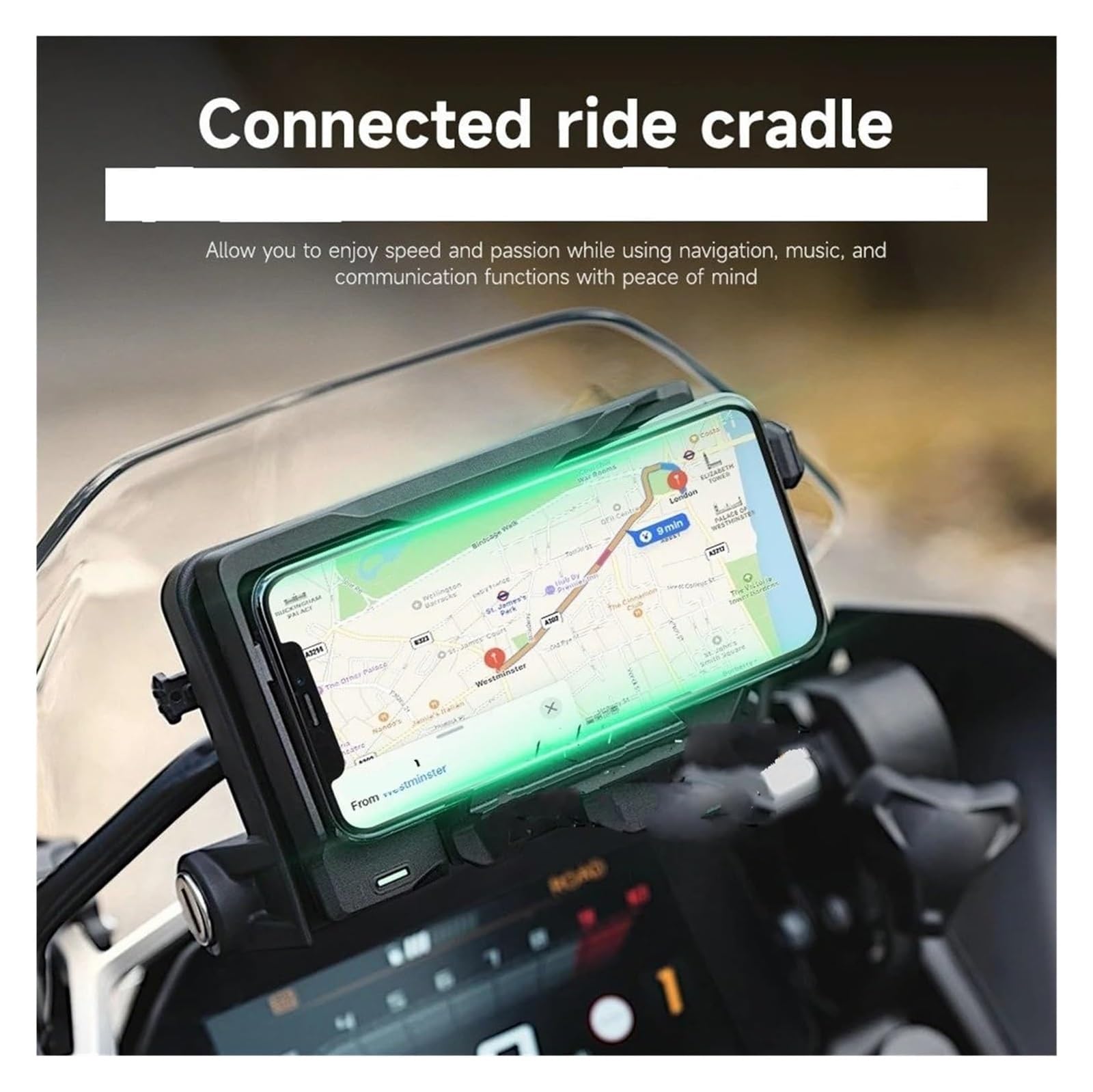 Soporte GPS para teléfono para BMW para F850GS para F750GS para F700GS para F800GS Soporte GPS para Motocicleta De Teléfono Carga Inalámbrica Navegación(Wireless- White Line)