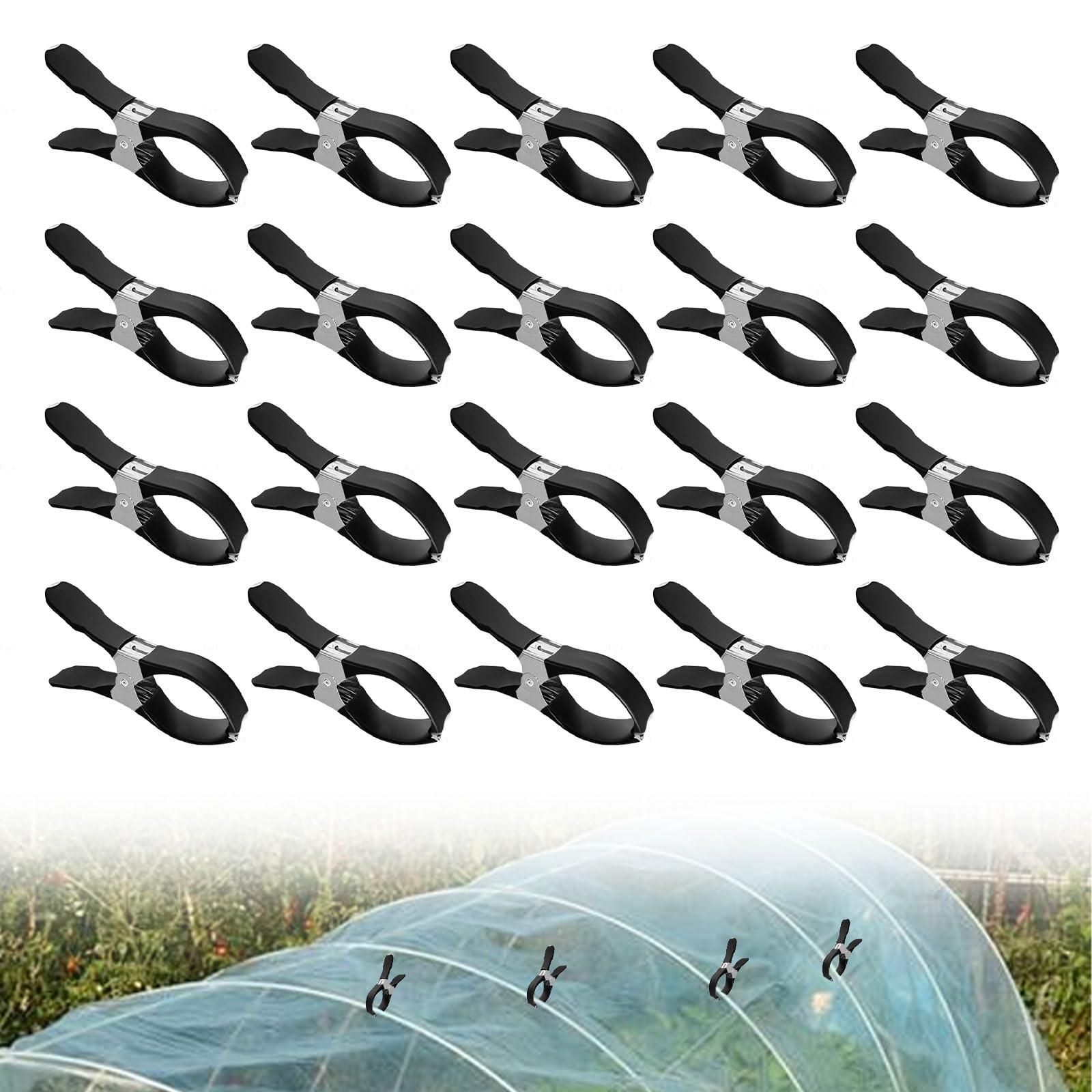 20 Stück Gewächshaus Klemmen Edelstahl Gartenklemme Pflanzenclips Wäscheklammer Gewächshausfolien Clips für Halten von Rohrschellen Gewächshausnetz Clip