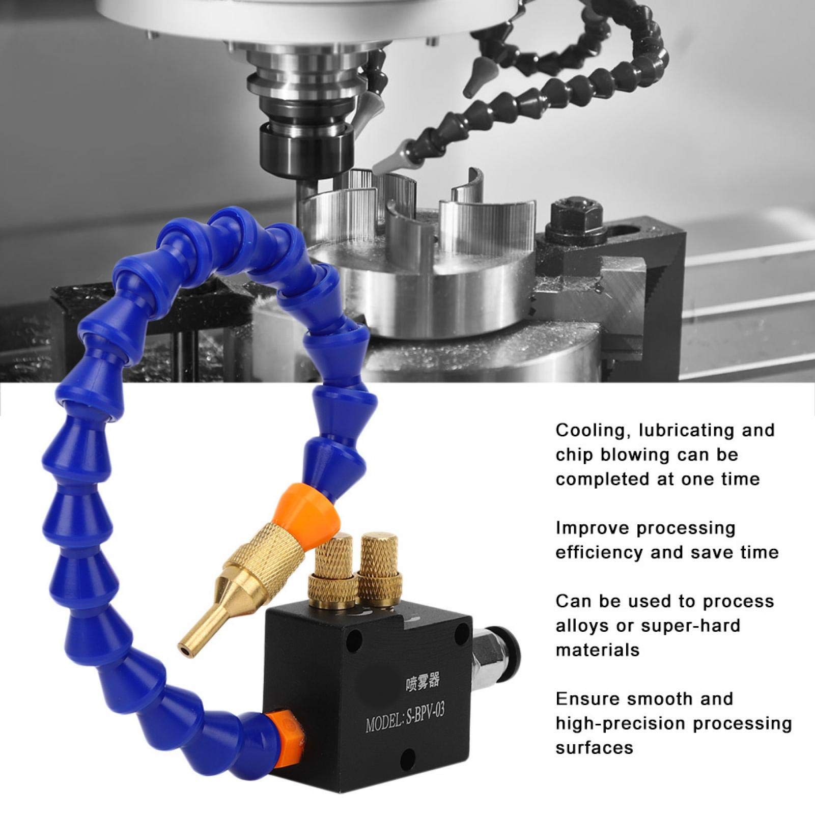 Jeanoko Mist Coolant Lubrication Spray System, S-BPV-03 Coolant Sprayer 0.1MPa-0.8MPa for Tapping Machines Metal Cutting Engraving Cooling Sprayer Machine Air Pipe CNC Lathe Milling Drill