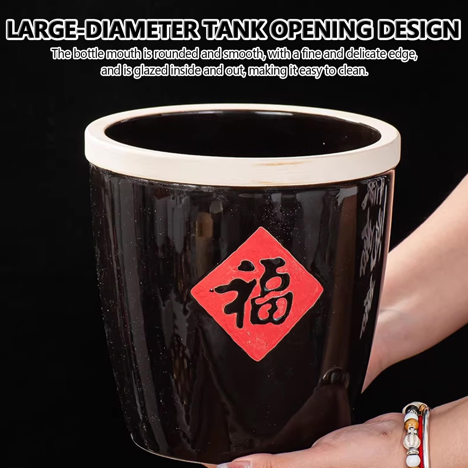 Barattoli ermetici in ceramica per alimenti, Dispenser per cereali con coperchio, Contenitore per riso di grande capacità, Secchiello per riso sigillato per la cucina, Ideale per cereali.