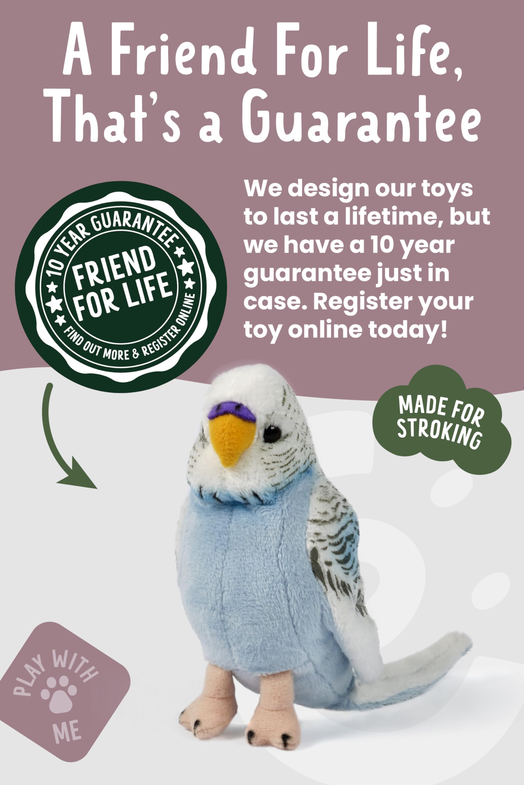 Living Nature Knuffel Blue Budgerigar with Sound
