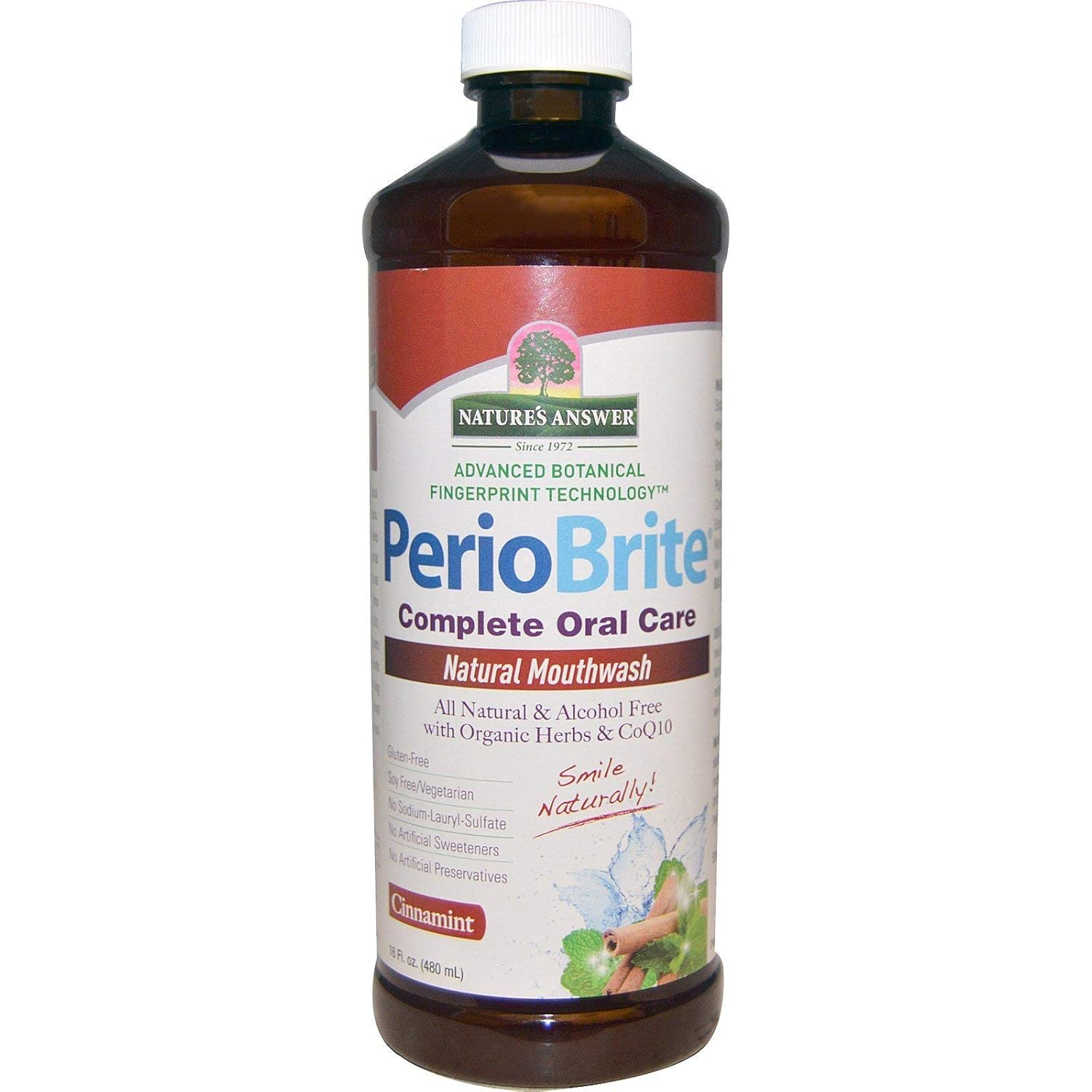 Nature's Answer Periobrite Cinamint All-Natural Mouthwash| Promotes Healthy Teeth & Gums| Fights Bad Breath| Fluoride-Free, Alcohol-Free, Gluten-Free & Vegan| No Artificial Preservatives 16oz (2 Pack)