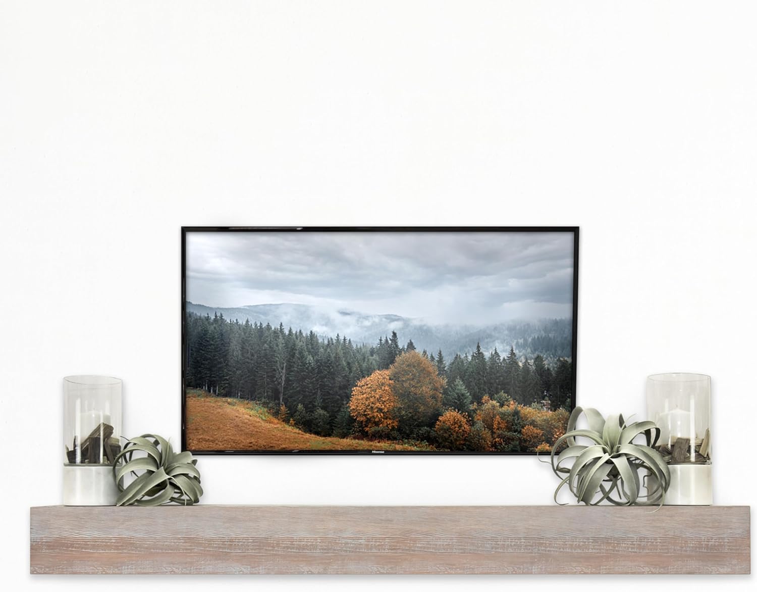 MCS 60-Inch Mantel, Master & Co Warm Gray Finsh Solid Wood Floating Fireplace Mantel, Long Floating Shelf for Livingroom with Wood Cleat Hanging System, Photo and Home Decor Display Shelf Gray Woodgrain 60 in Rustic