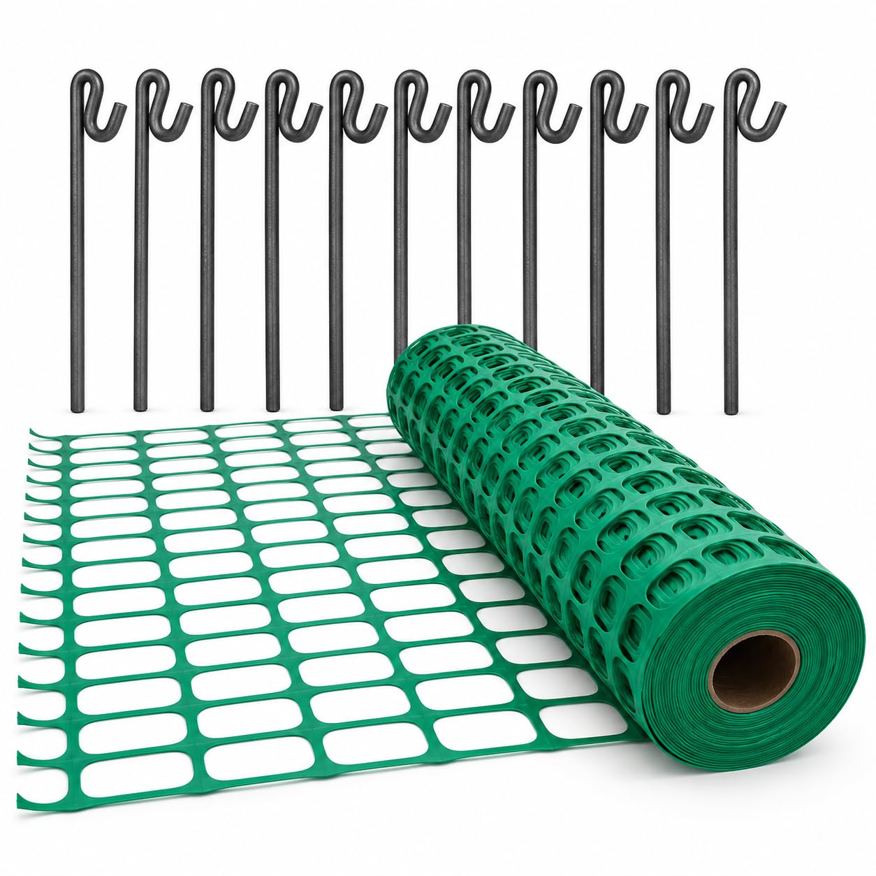 Smith & Barker 15M or 25M Temporary Fence Mesh with Non Galvanised Pins Set – 80GSM Garden Nettings (Green, 15M + 5 Pins)