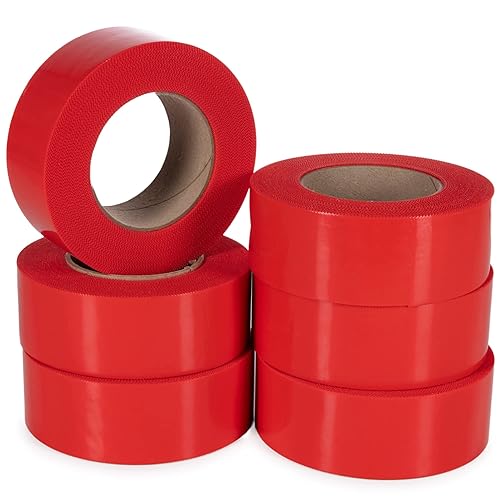 IDL Packaging Cinta de estuco roja de 2 pulgadas x 60 yardas, 6 rollos, resistente 60 días de larga duración Se quita sin dejar rastro Resistente