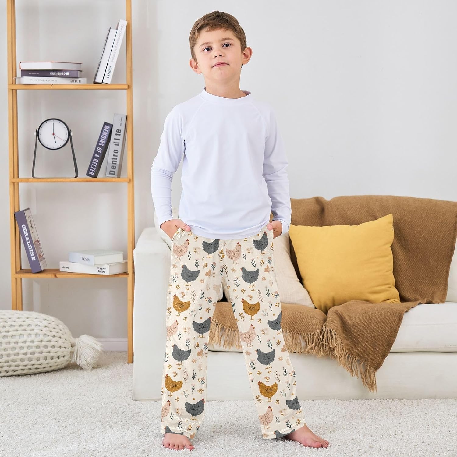 visesunny Cute Cartoon Chickens Boys Pants for Kids Fleece Bottoms Long Jogger Pants Trousers with Pockets Size 6-14Y