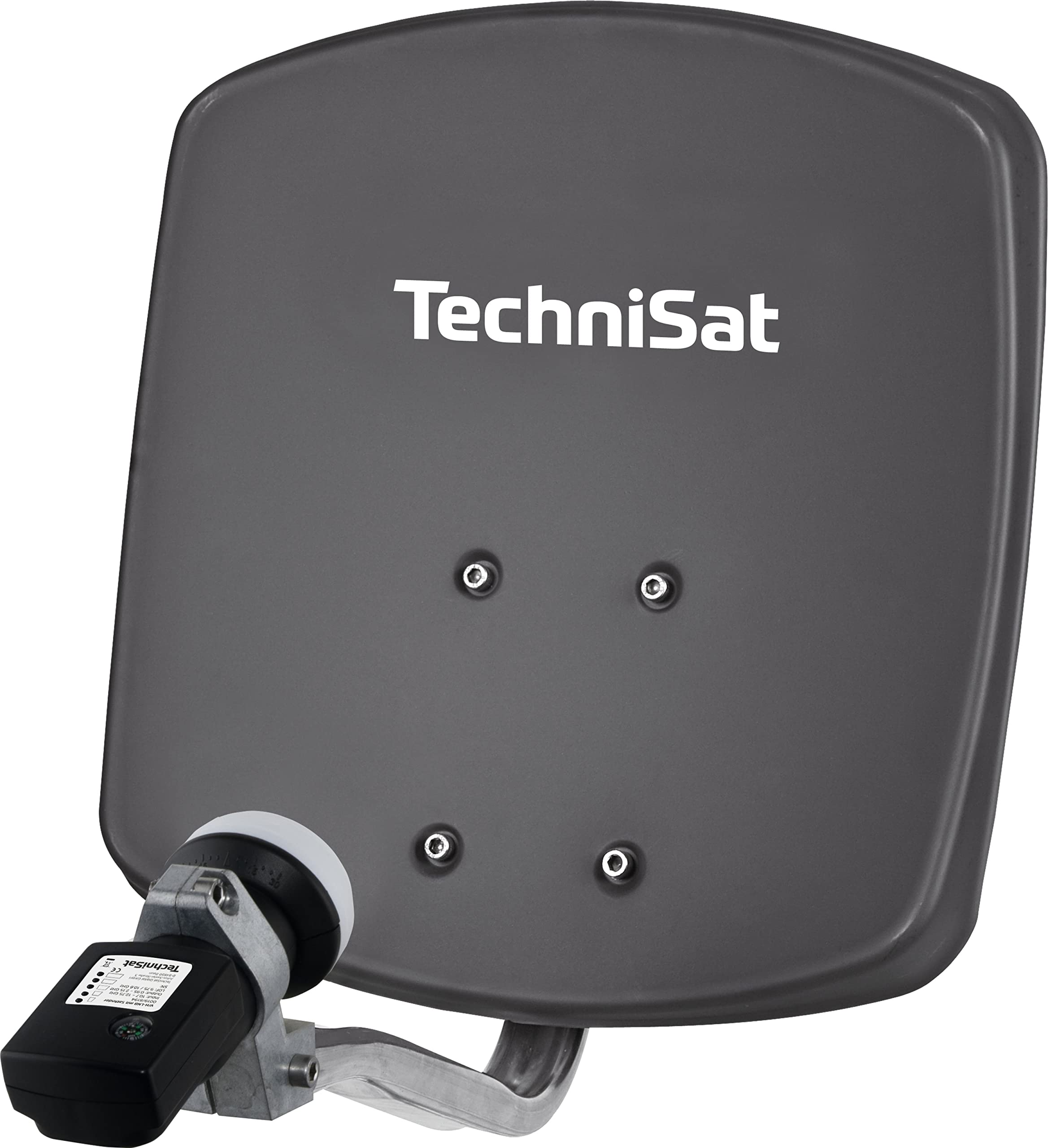 TechniSat DIGIDISH 33 Satelliten-Schüssel 33 cm Komplettset mit Wandhalterung und Satfinder V/H-LNB grau