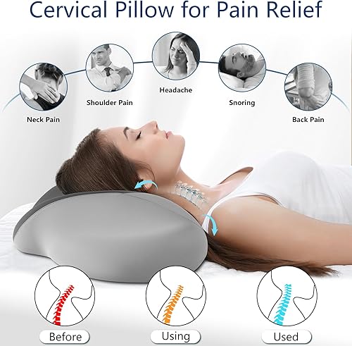 Miniatura 4 de Almohada cervical para aliviar el dolor de cuello, almohada ergonómica para el cuello para soporte del cuello, almohada refrescante para dormir de