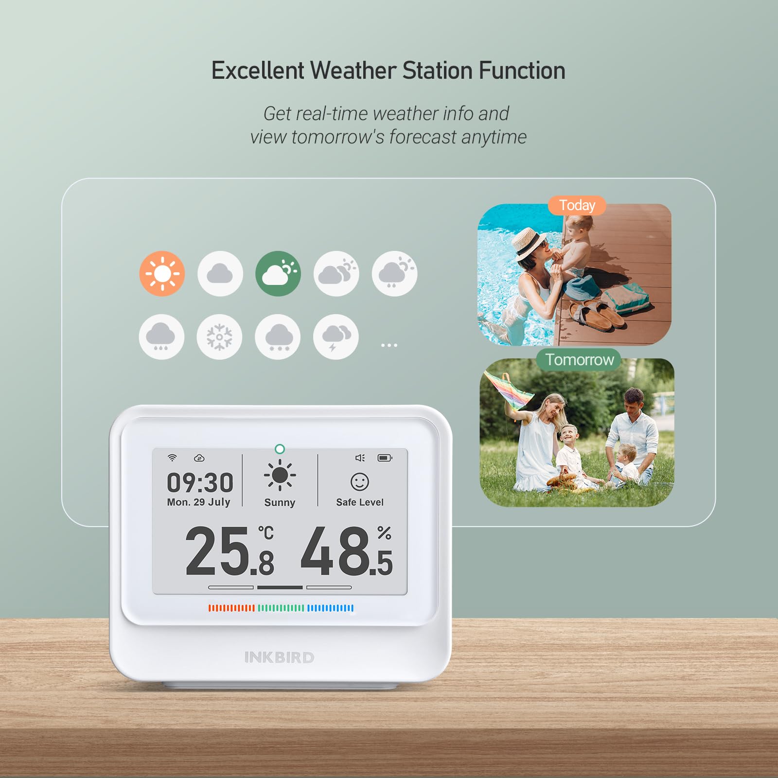Inkbird Termómetro Higrómetro WiFi,IBS-TH5 Sensor de Temperatura Humedad con Grande E-ink Pantalla,Control de APP,Soporte Exportar Datos,Monitor de Temperatura y Humedad para Hogar,Oficina,Habitación