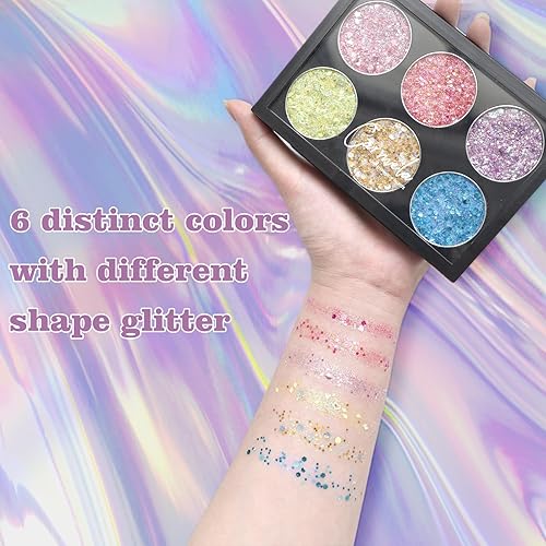 Miniatura 6 de CarMela - Paleta de sombra de ojos con purpurina gruesa, textura cremosa, sombra de ojos con purpurina de larga duración para niños y mujeres,