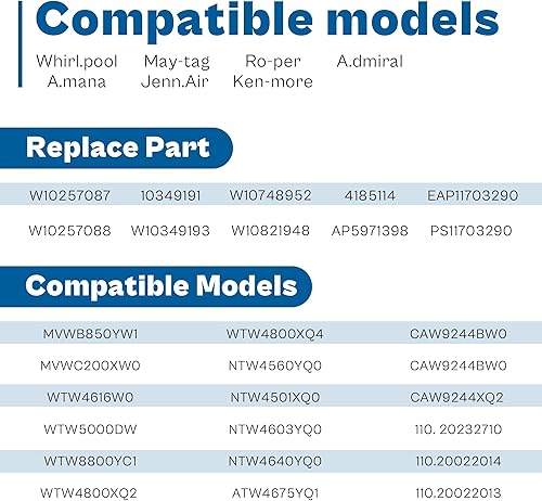 Miniatura 2 de W10780048 Washer Suspension Rod kit -Compatible with Whirl.pool May.tag Ken.more Washing Machine - Replace W10257087 W10257088 W10349193 WTW4800XQ2