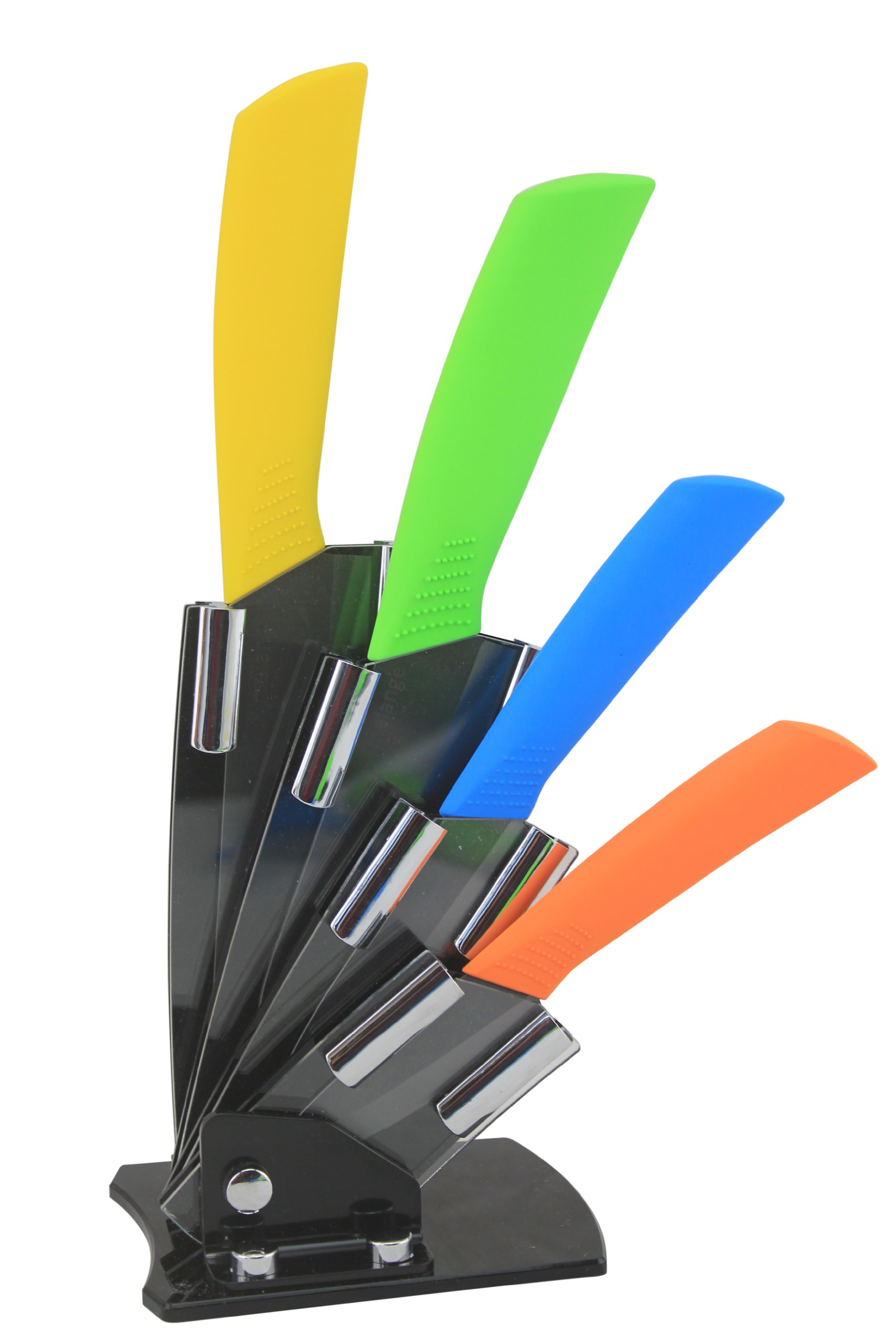 Melange 5-Piece Ceramic Multicolor Handle Black Blade Knife Set
