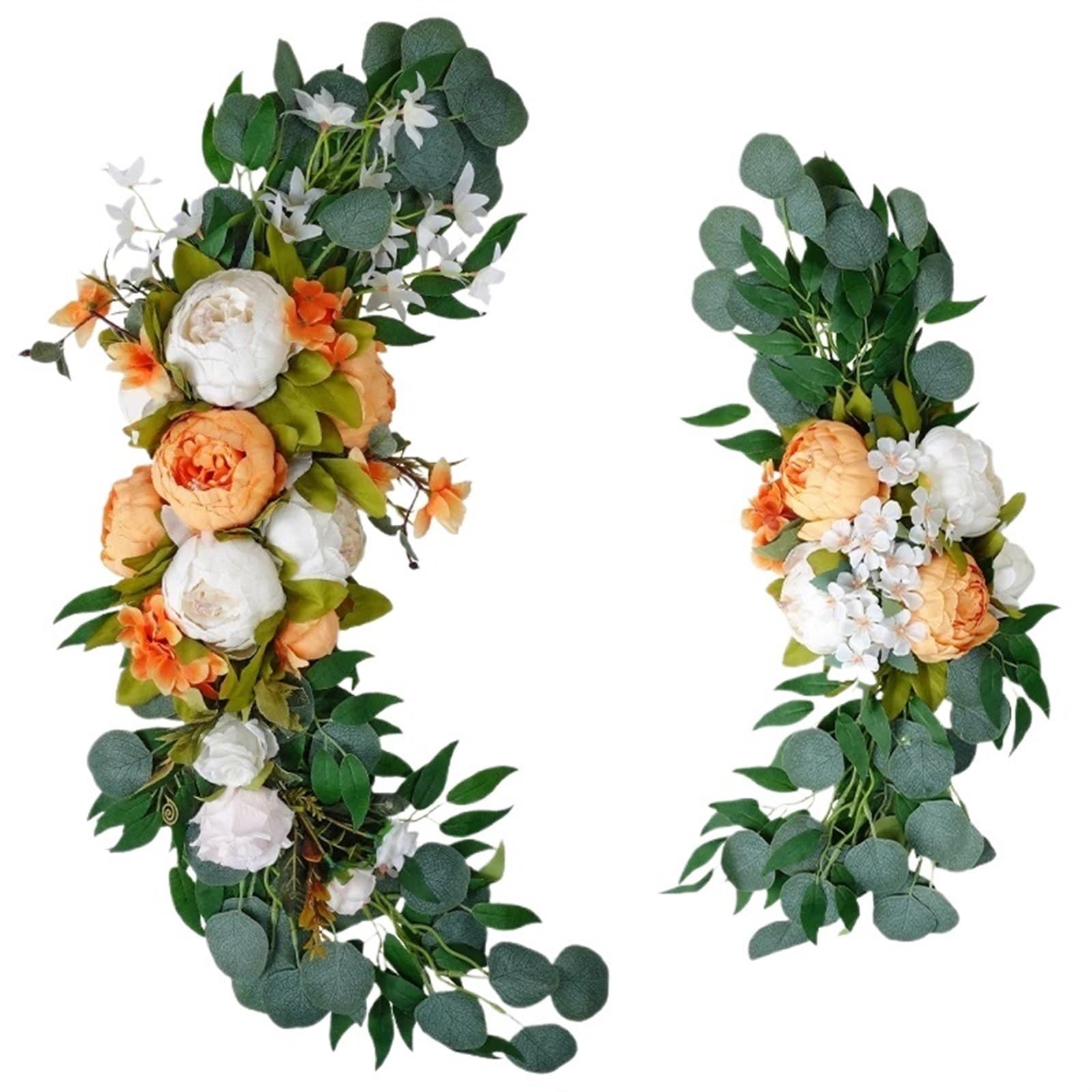 EKalgretrA Flower Arch Artificial Peonies Large Welcome Flowers Door Lintel Flower Decoration Arch Outdoor Wedding Fake(Orange)