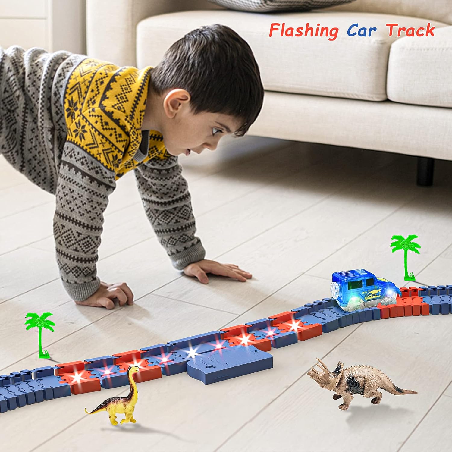 One-Day Sale: Up to 80% Off Dinosaur Toys Race Track with 2 Race Cars, 230 Piece Flexible Train Tracks with 9 Assorted Dinosaur and Castle, Create A Dinosaur World Road, Best Gift for 3 4 5 6 Years Old Toddlers Boys and Girls Featured Product Dinosaur Toys Race Track with 2 Race Cars, 230 Piece Flexible Train Tracks with 9 Assorted Dinosaur and Castle, Create A Dinosaur World Road, Best Gift for 3 4 5 6 Years Old Toddlers Boys and Girls
