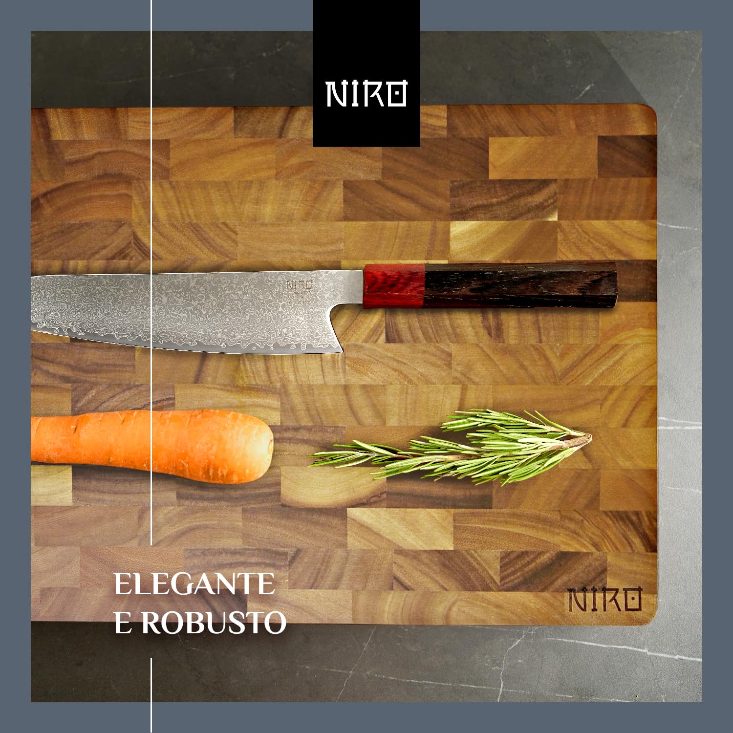 NIRO Tagliere da Cucina Professionale XL 100% Legno Naturale di Noce, SPESSORE 4 CM, Dimensioni 40 x 30 x 4 cm, Atossico, Legno Massello Pregiato, Utilizzabile come Vassoio da Portata, Design Unico