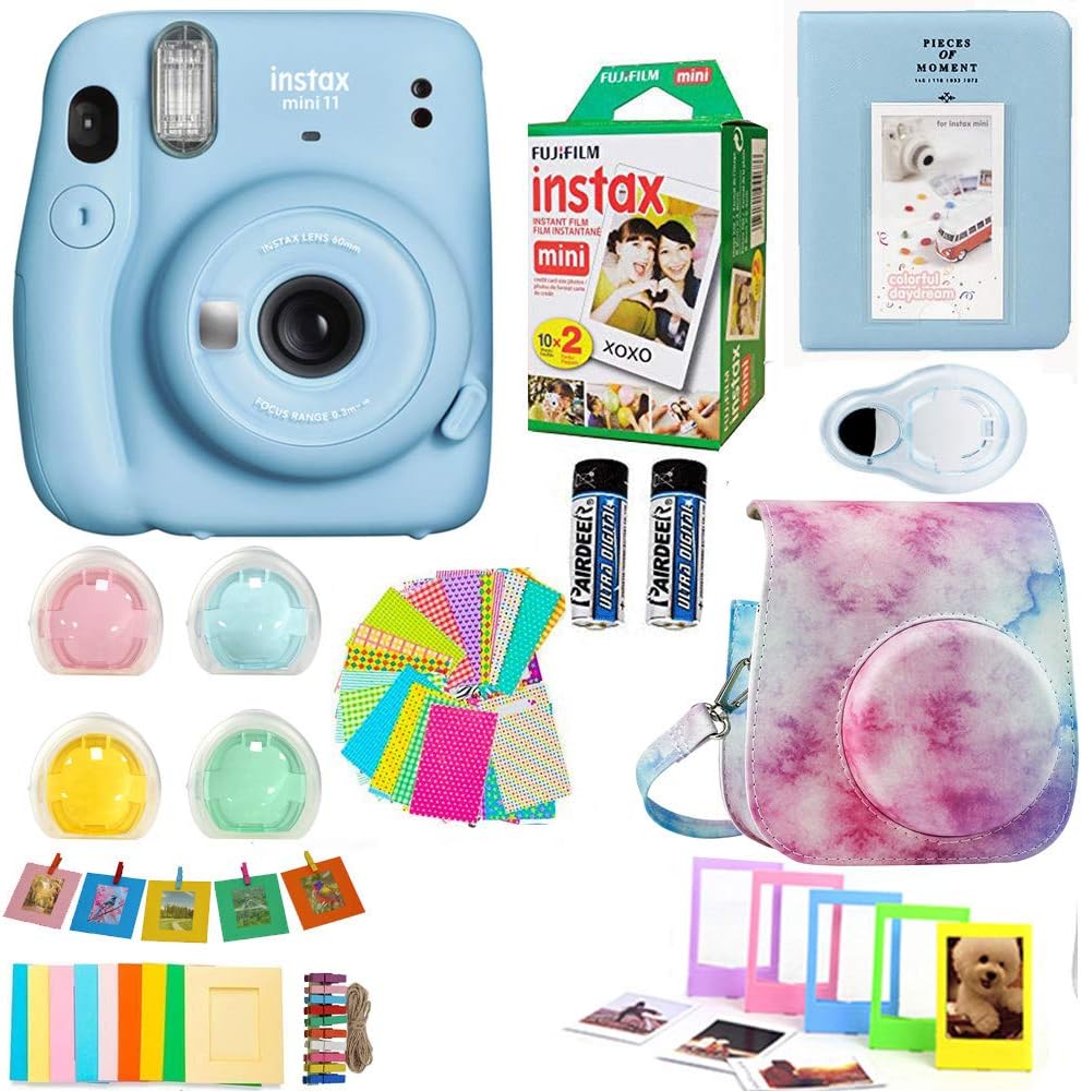 Buy 1 get 1 🔥 Fujifilm Instax Mini 11 Blue Camera + Fuji Instant Instax Film (20 Sheets) Includes Colorful Case + Assorted Frames + Photo Album + 4 Color Filters and More Accessories Bundle Buy 1 get 1 Fujifilm Instax Mini 11 Blue Camera + Fuji Instant Instax Film (20 Sheets) Includes Colorful Case + Assorted Frames + Photo Album + 4 Color Filters and More Accessories Bundle