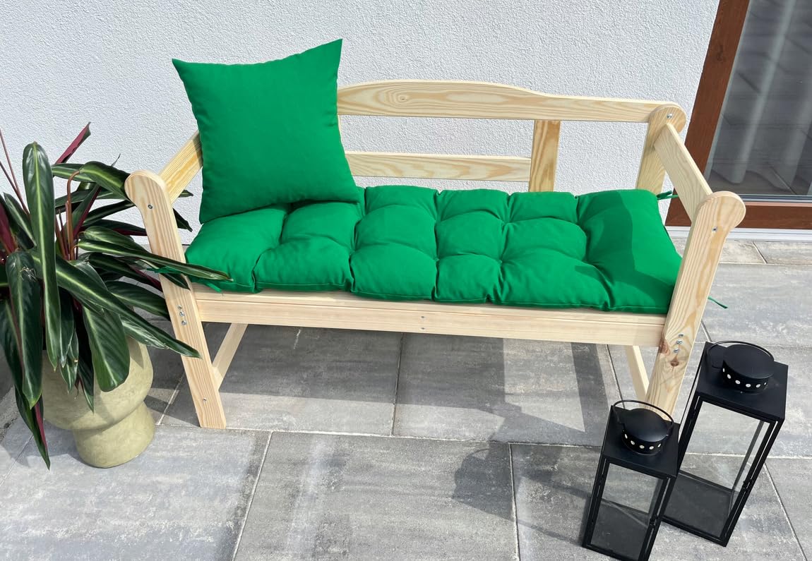 Olenka Cuscino per panca da giardino seduta cuscini da esterno Patio mobile per esterni interni terrazzo, balcone, portico (Verde, 105 x 40 x 8 cm)