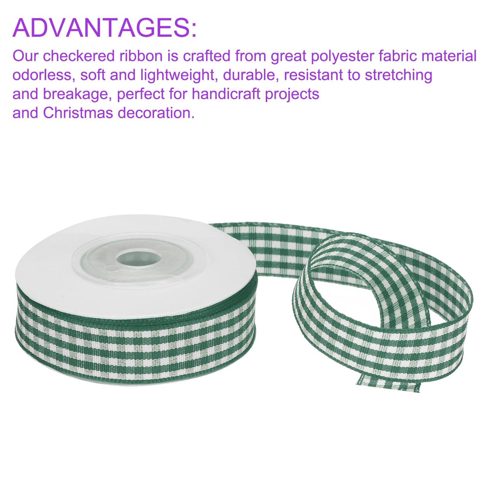 DMiotech 5/8 Inch 10 Yards Gingham Ribbon, Checkered Ribbon Plaid Ribbon for Gift Wrapping Decoration Art Craft DIY Moss Green - Image 4