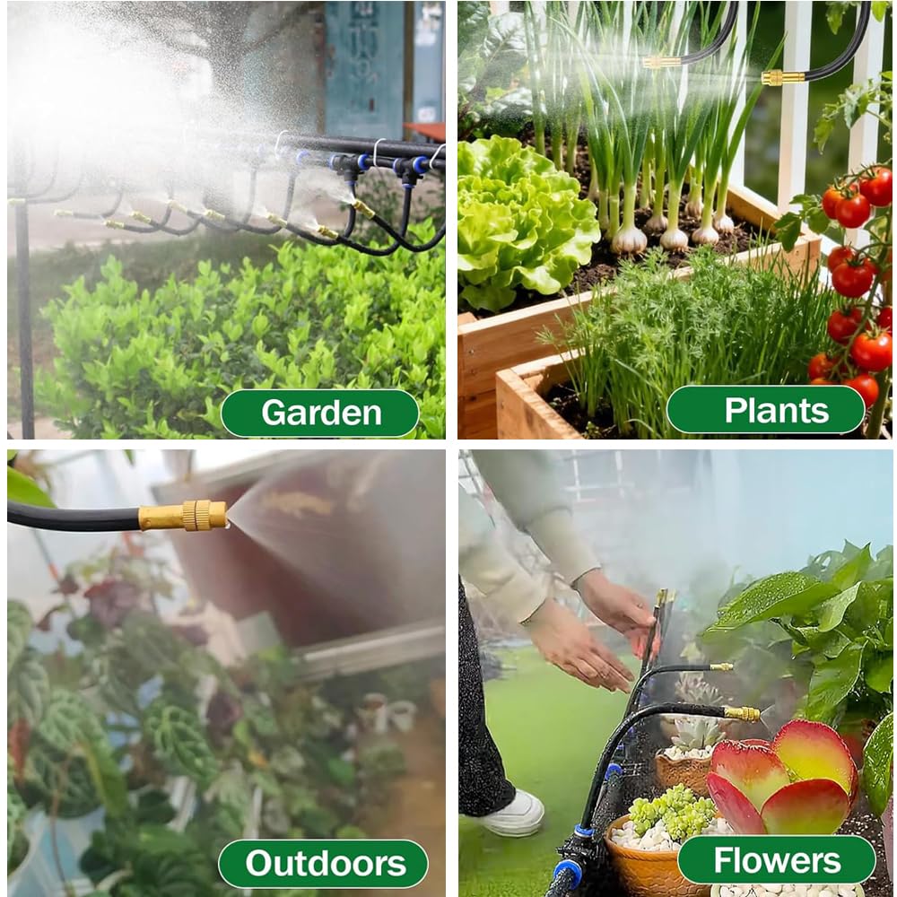 20M Bewässerungssystem Garten, 360 ° Automatische Bewässerung Schlauch mit 15 verstellbaren Sprühdüsen, Für Gartenpflanzen, Blumenbeete, Gärten, Topfpflanzen Und Rasenflächen