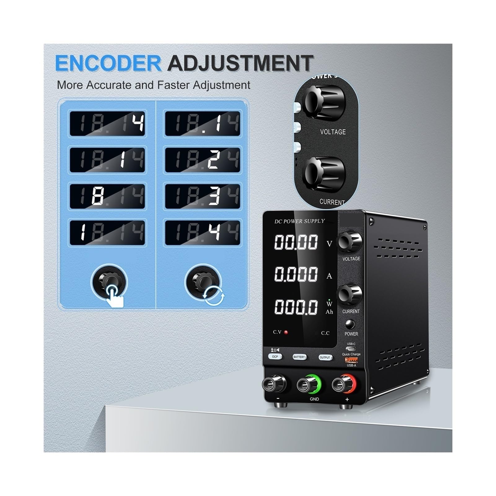 Fuente de alimentación de CC, Fuente De Alimentación CC Ajustable For Cargador Batería Con Interruptor Salida Protección OCP, Ajuste Precisión Del Codificador 30V 10A 5A(SPPS-C3010C 30V10A)