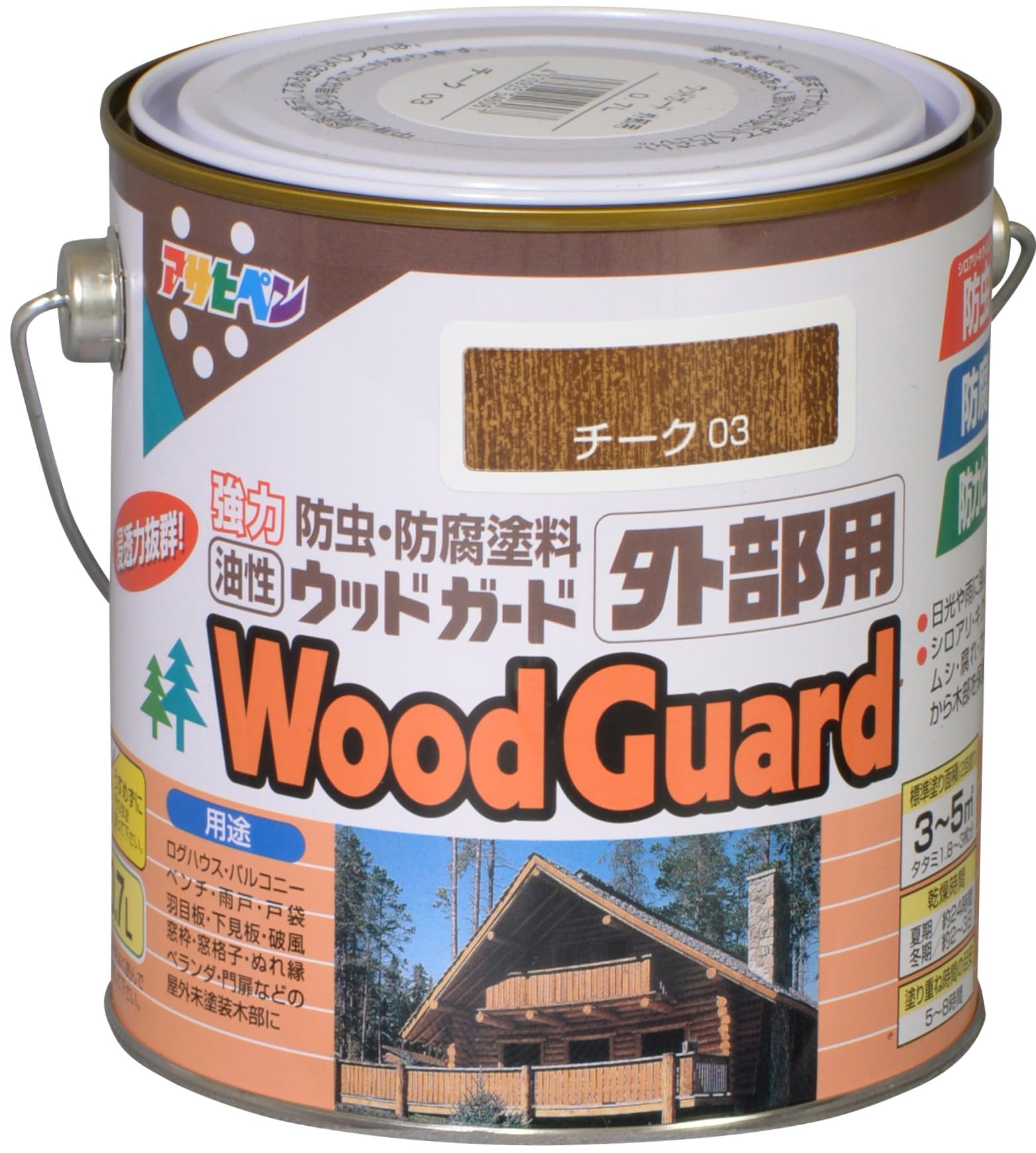 Amazon | アサヒペン 油性ウッドガード外部用 0.7L チーク 塗料 ペンキ
