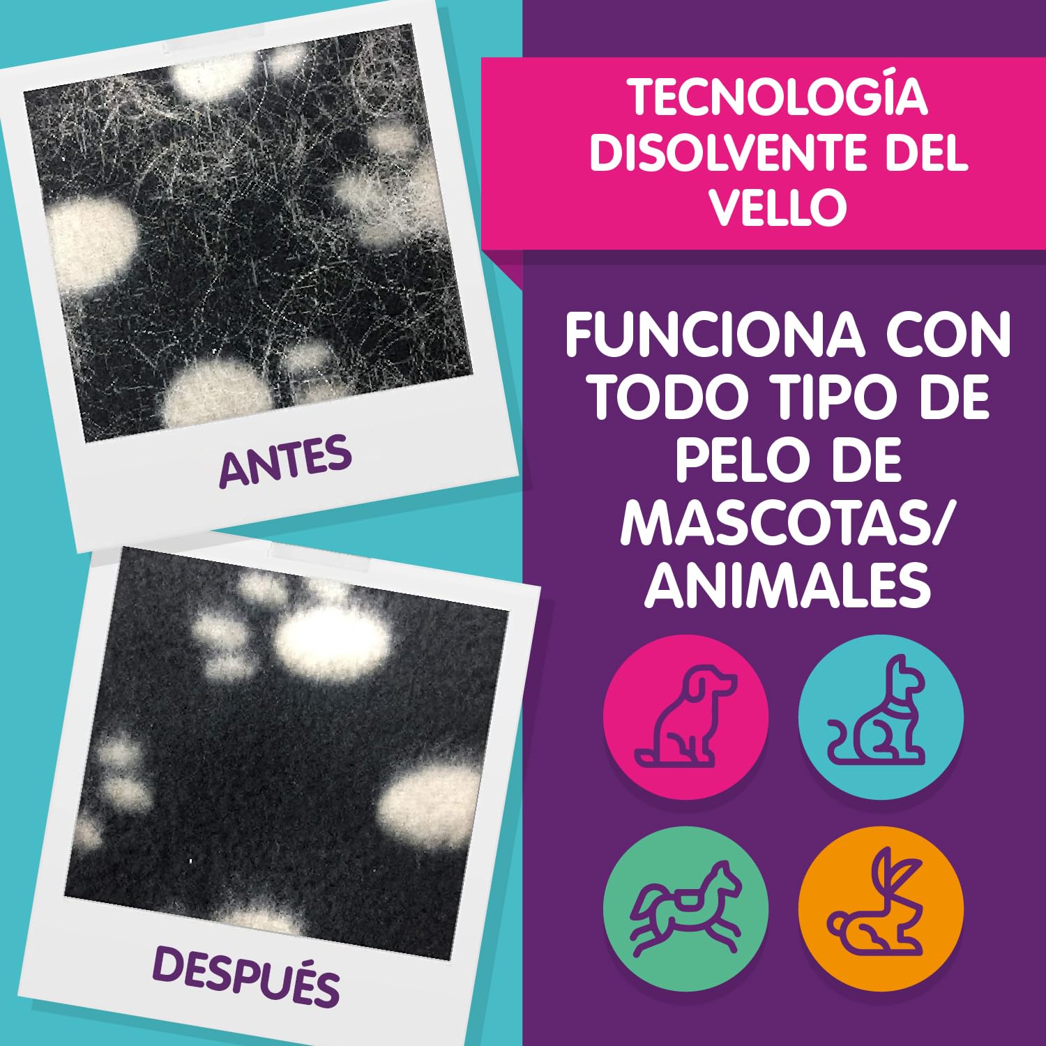 Vamoosh Quita Pelos Mascota para Detergente Lavadora - 18x100g (6 Cajas), Quitapelos para Mascotas, Perro y Gato, Limpiador de Lavadora, Disuelve Fácilmente el Pelo de Perro y Gato, 18 Lavados