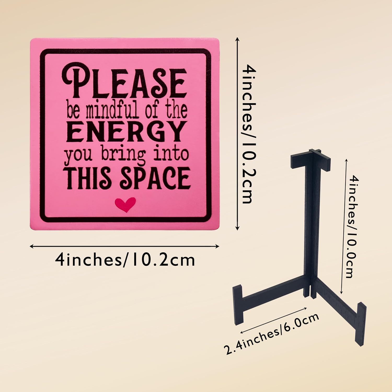 Please be mindful of the energy you bring into this space Wooden Pink Sign image 3
