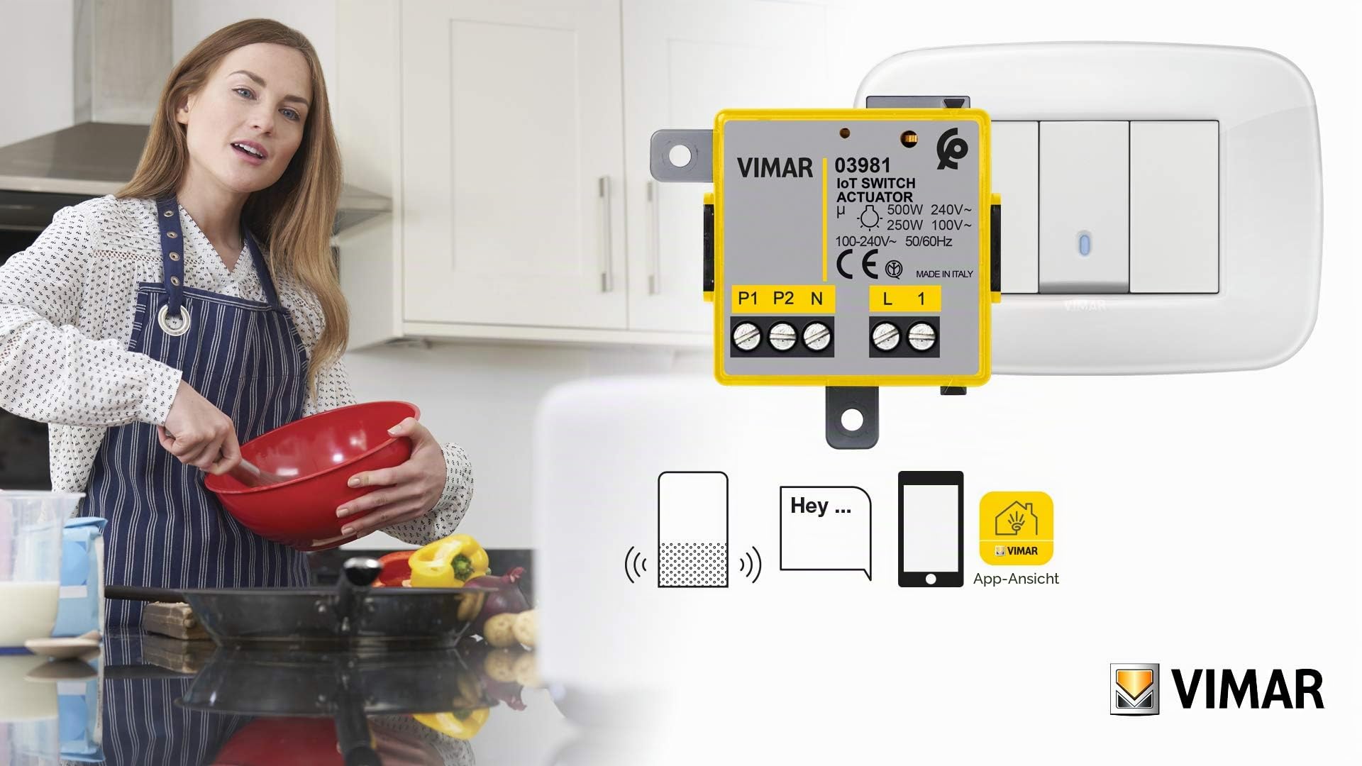 Vimar 03981 IoT-Relaismodul für Lichter, entfernte Steuerung, Über das entsprechende Gateway oder den Hub ZigBee mit Alexa, Google Home und IFTTT kompatibel