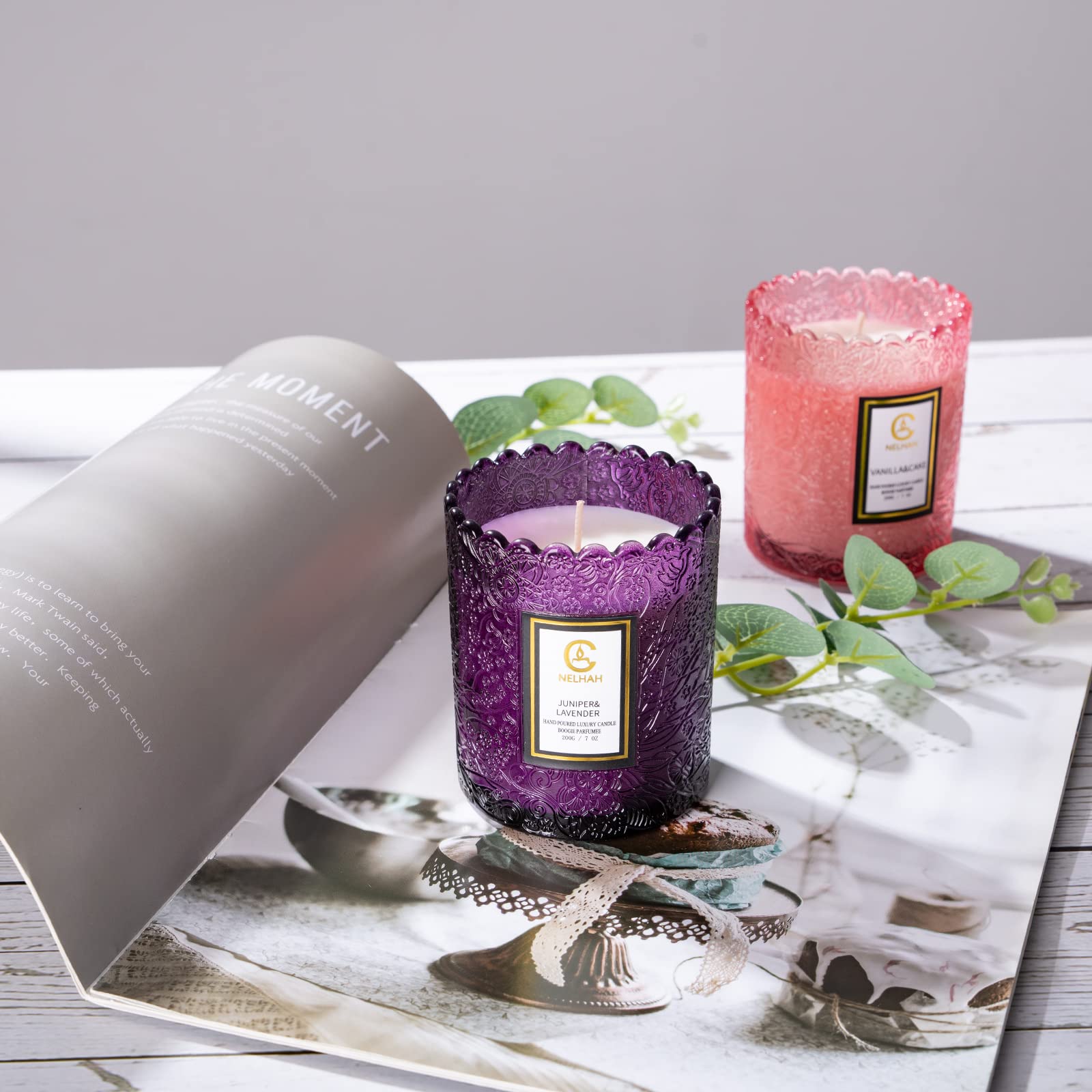 Amazon.co.jp: NELHAH ジュニパーラベンダー アロマセラピーキャンドル