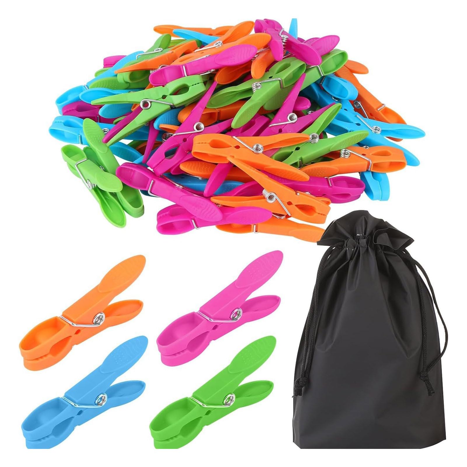 Of 60 Practical Clothespins Strong Spring Laundry Pegs Grip for Neat Closet Storage Organization Clothes Display