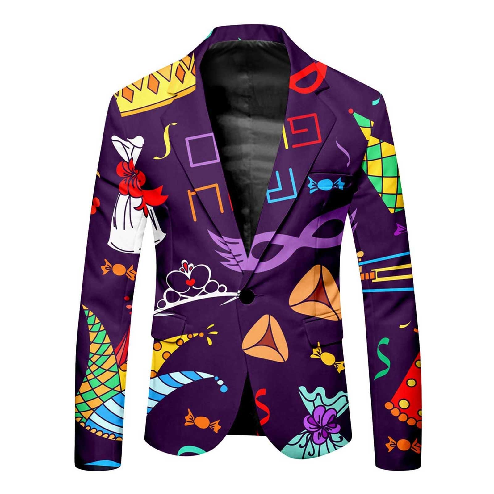 Herren Lustiger Masken Anzug Prom Suits FaschingskostüMe Mit Bunten Drucken 60Er Jahre Pop Art Style Outfit Party Jacke Und Hose Karneval Mottoparty Mardi Gras Sakkos