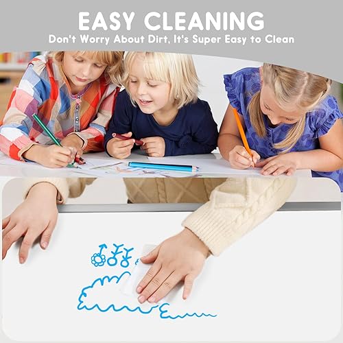 Miniatura 4 de Juego de mesa y silla para niños pequeños, centro de actividades ajustable con patas antideslizantes y superficie a prueba de graffiti de 3 a 12 años