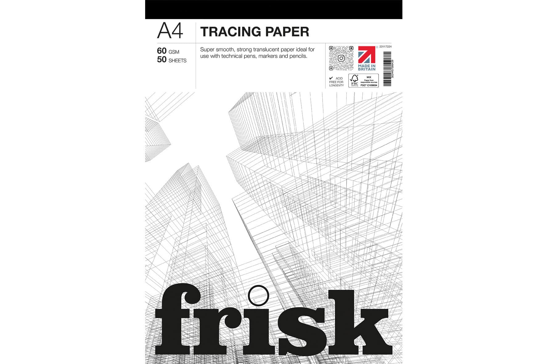 Frisk Transparent Tracing Paper Pad A4 60Gsm,