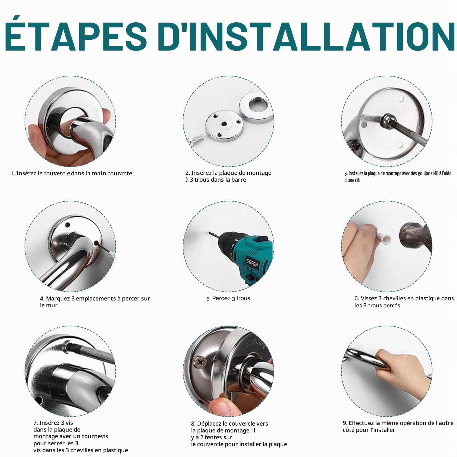 2 Pièces Barre d'appui WC, Barre d'appui pour Personnes âgées inoxydable 30 cm Main Courante Poignée de baignoire antidérapante pour Baignoire,Toilettes, Salle de Bain, Rampe d'escalier