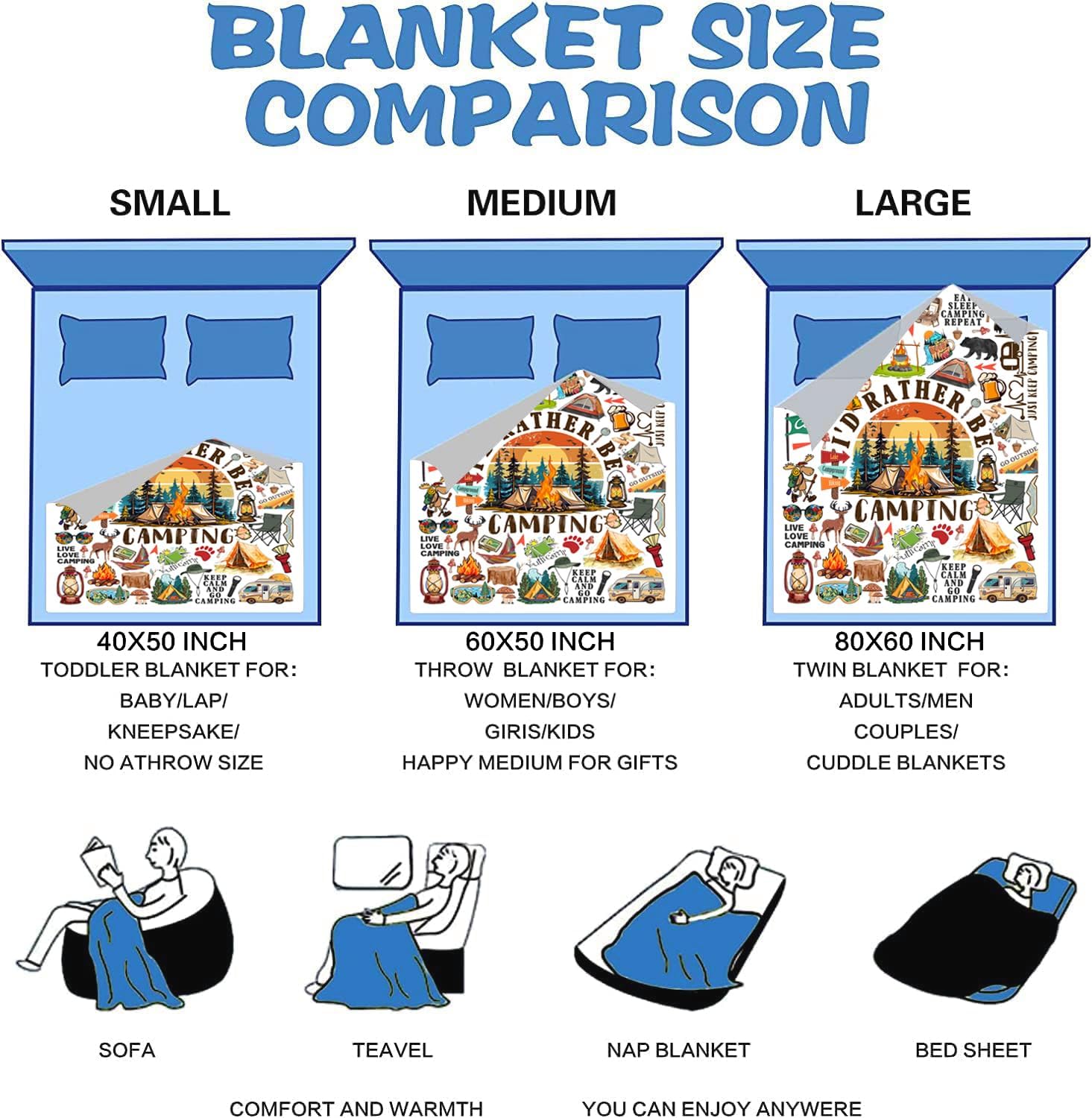 Camping Blanket Gifts for Men Women Stuff Plush Camper Blankets and Throws Camping Essentials Camping Gifts for Men Women Boys Teens Camping Lovers Birthday Party Decorations Hiking Fishing 50"X40" - Image 7