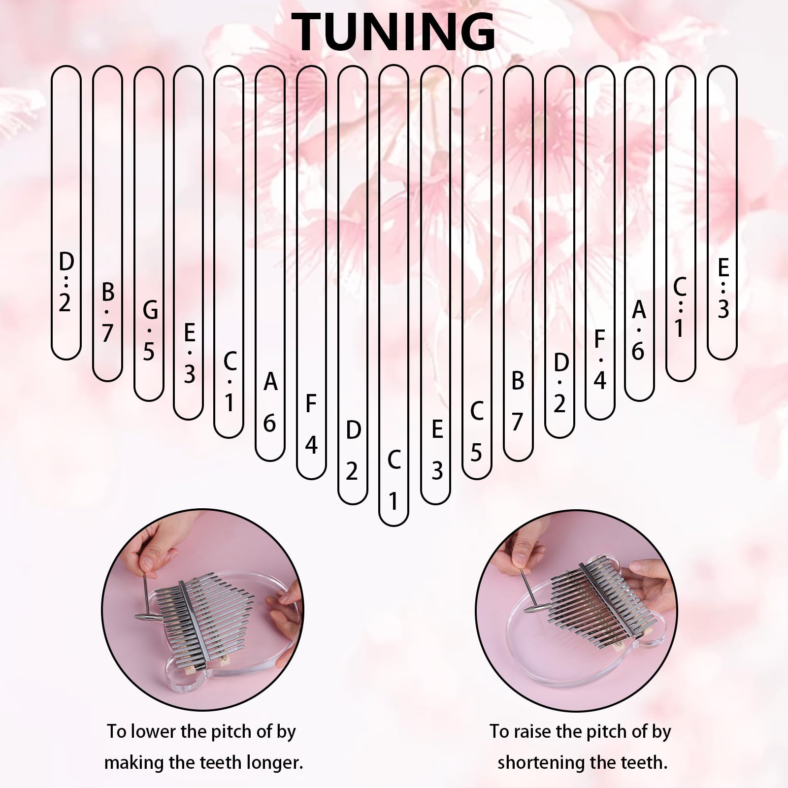 Kalimba 17 chiavi, pianoforte per pollice in acrilico, strumento Kalimba, Mini Fingerpiano, Kalimba Thumb Piano con martello e Tune Study Booklet adesivo per bambini adulti